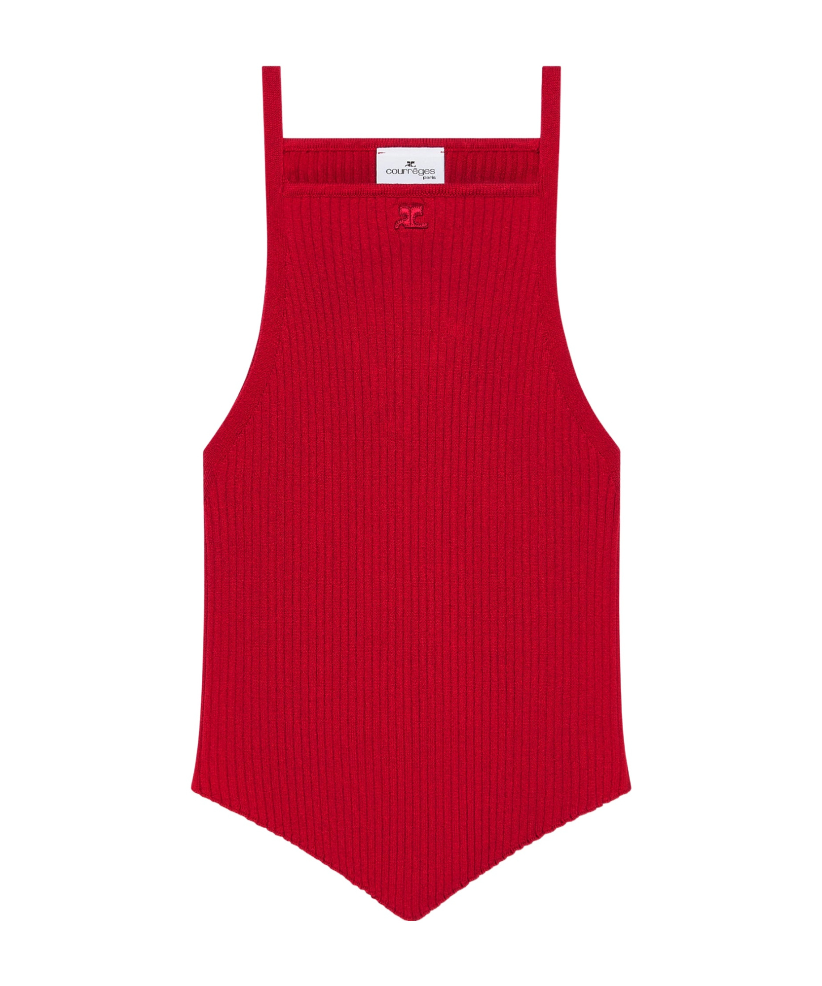 Courrèges Fitted Ribbed Tank Top With Shoulder Pads In Red