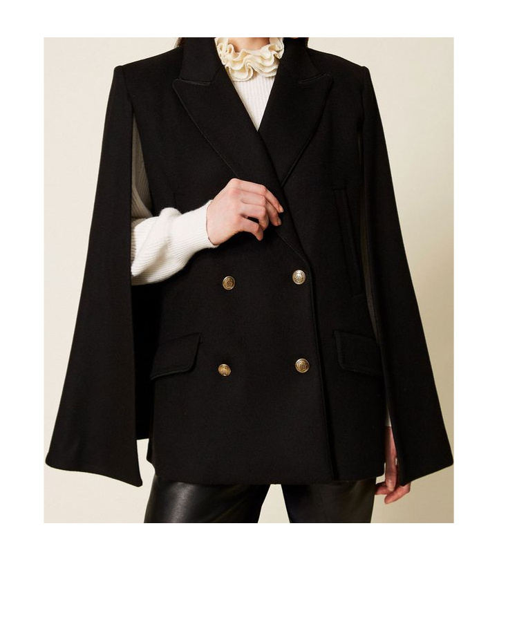 Twinset Wool-blend Double-breasted Coat In Black