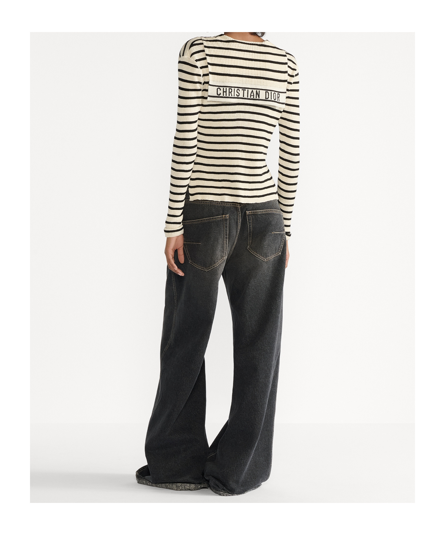 Dior Sweater With Lace-up Neckline In White