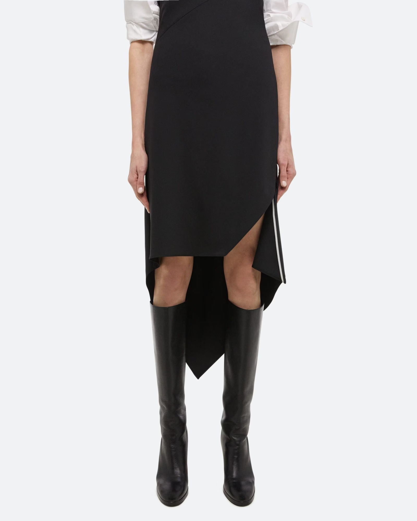 Helmut Lang Asymmetrical Hem Midi Dress In Black