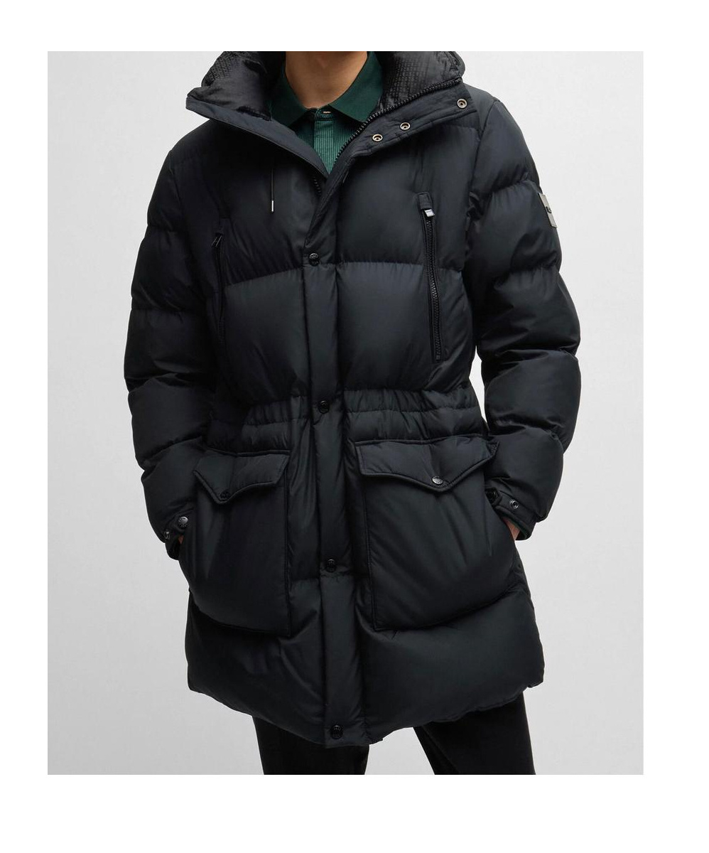 Hugo Boss Long Sleeve Cotton Coat In Black