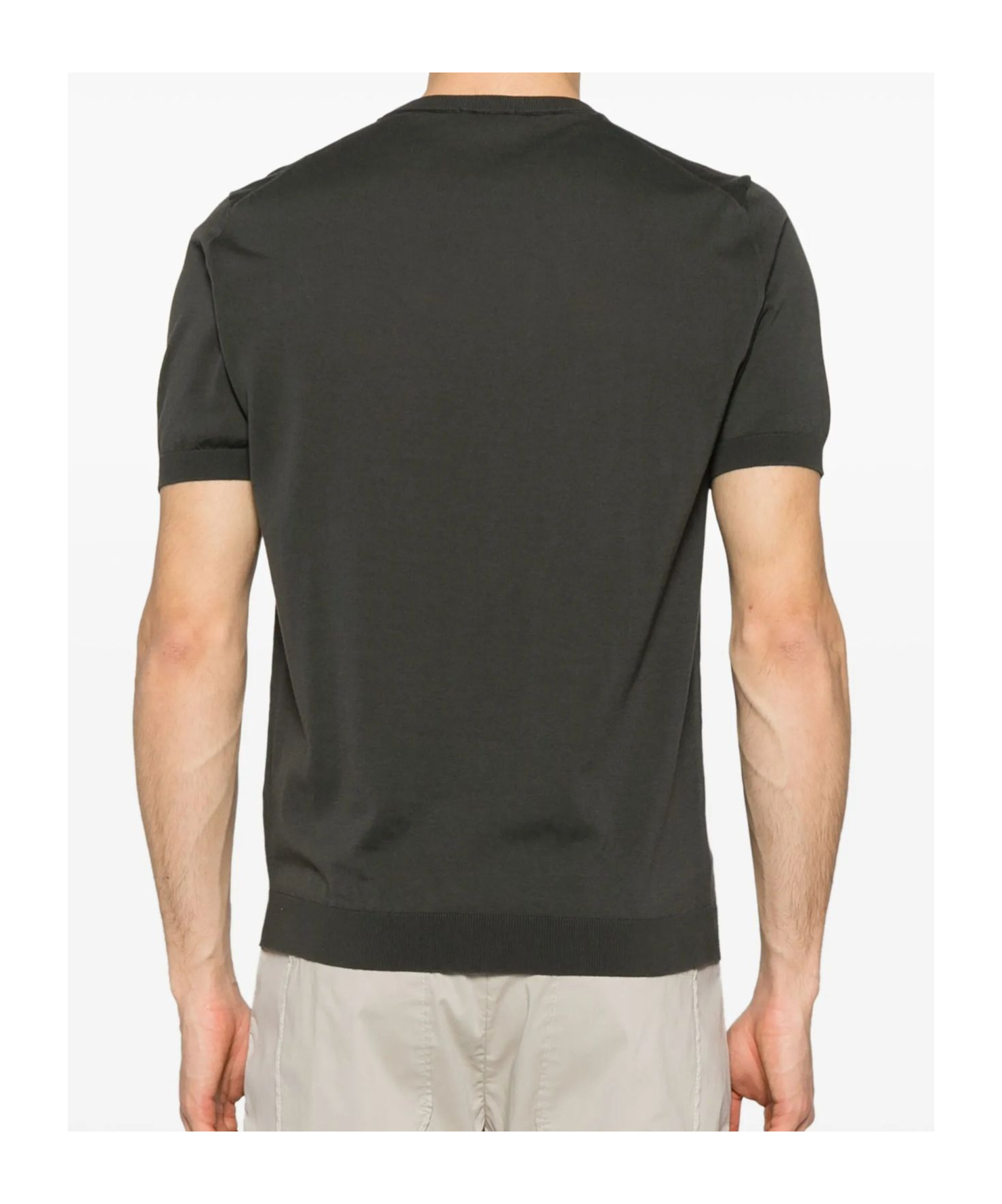 Drumohr Short Sleeve V-neck Polo In Green