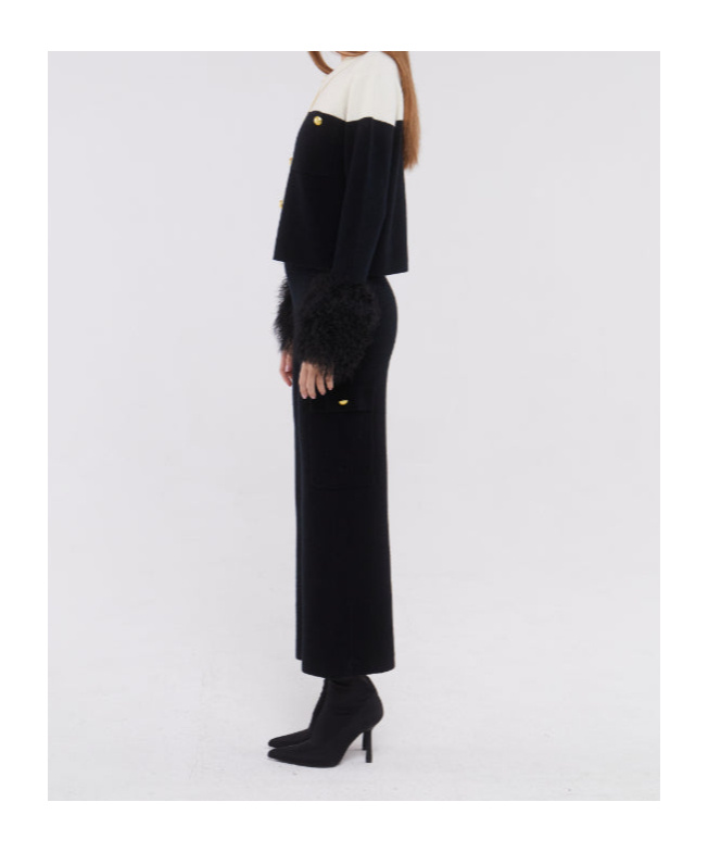 Izaak Azanei Long-sleeved Wool Cardigan In Black