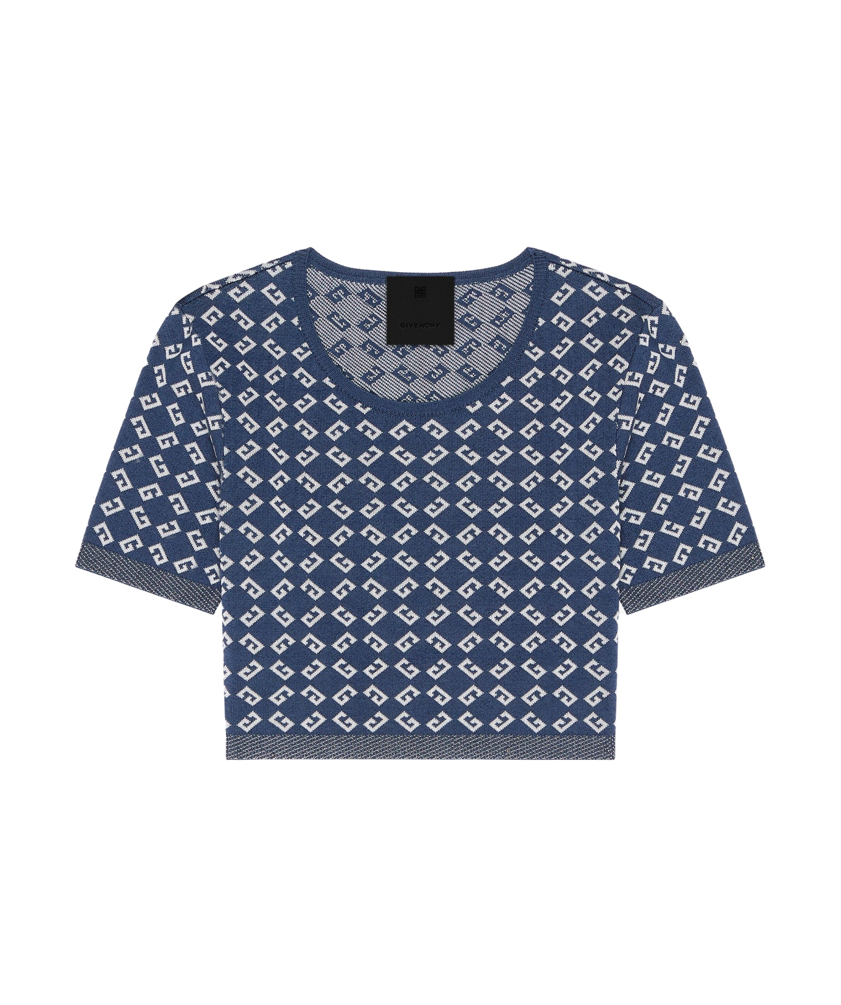 Givenchy Cropped Sweater In Monogram 72 Jacquard In Blue