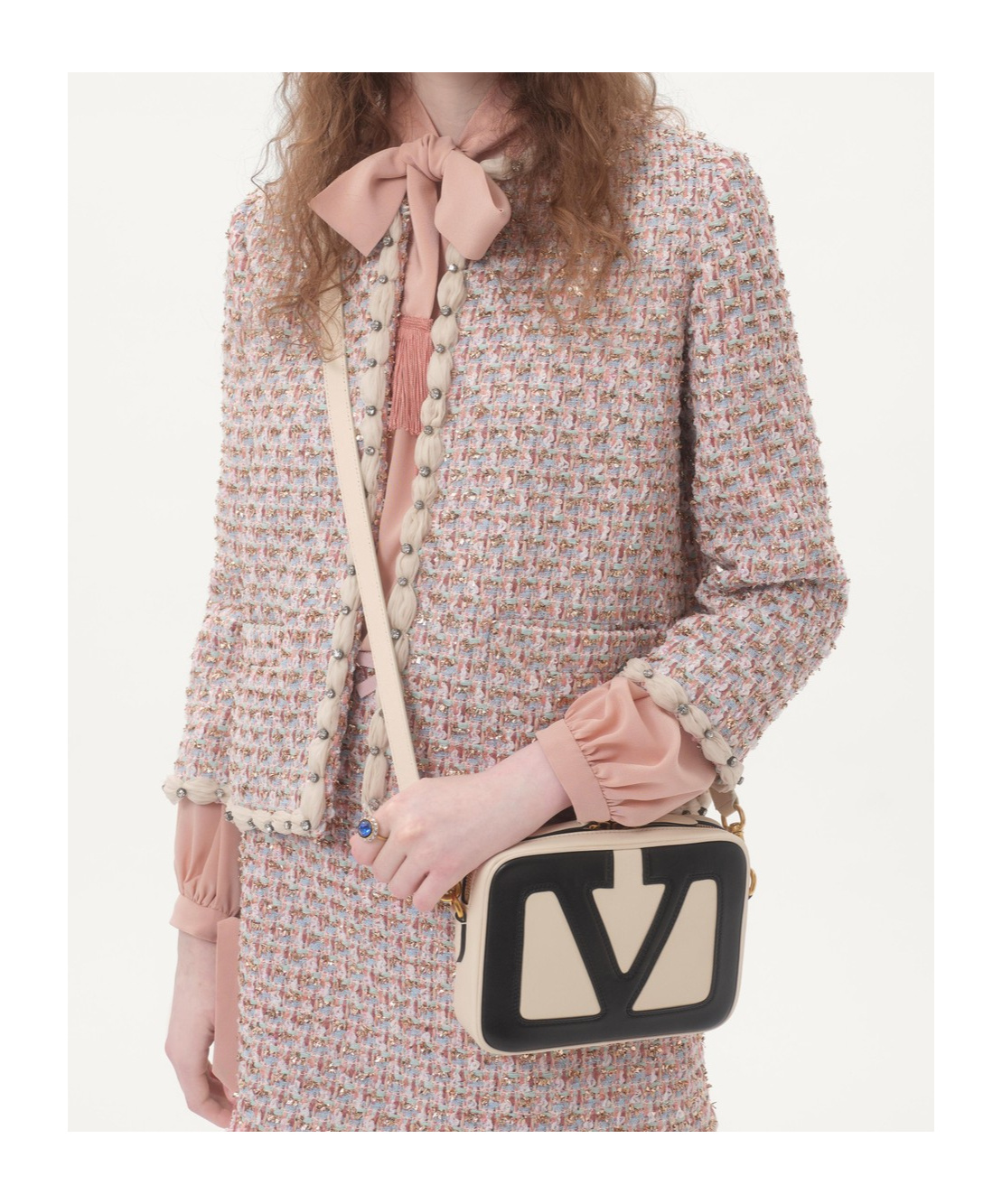 Valentino Silk Fringed Blouse In Pink