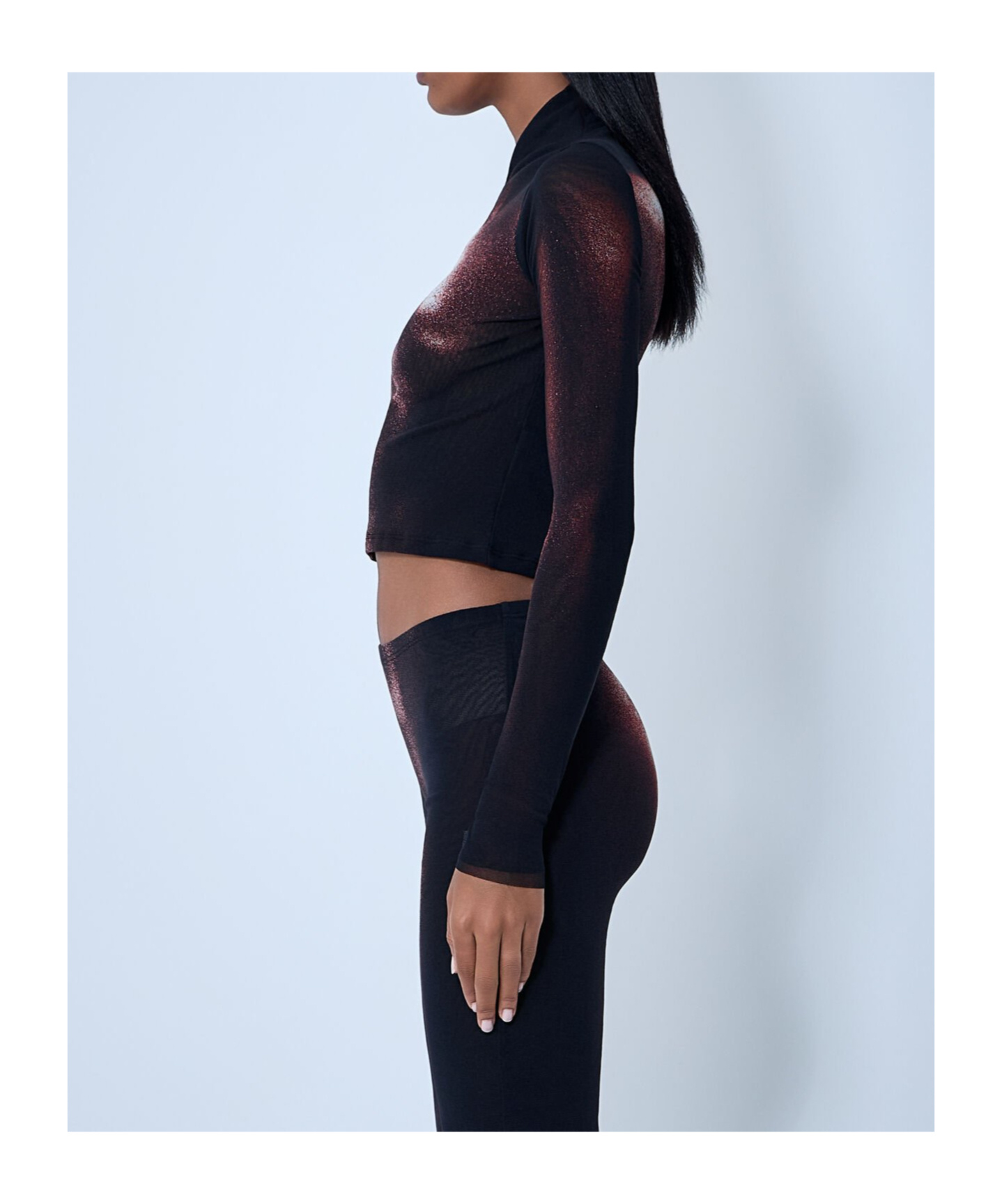 Jean Paul Gaultier Body Dust Crop Top Woman Black And Silver In Multi