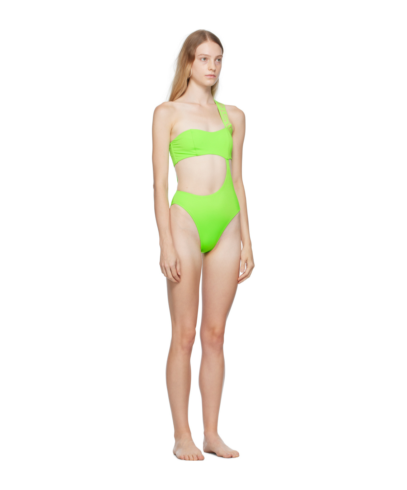 Versace Hollow-out Design Swimsuit In Nude