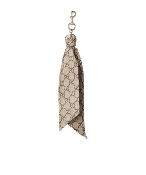 Gucci Keychain With Gg Silk In Gray