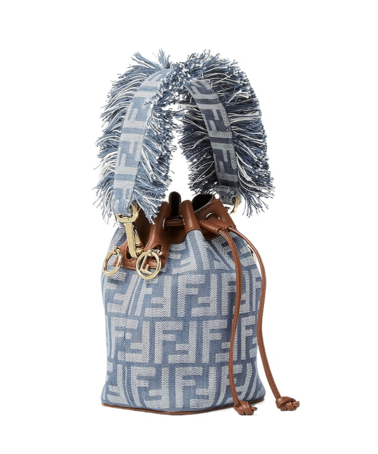 Fendi Blue Denim-effect Ff Jacquard Mini-bag