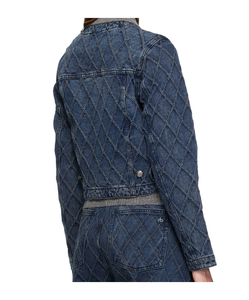 Rag & Bone Blue Cora Quilted Denim Jacket In Blue
