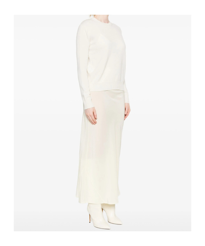 Max Mara Round-neck Long-sleeve Sweater In White