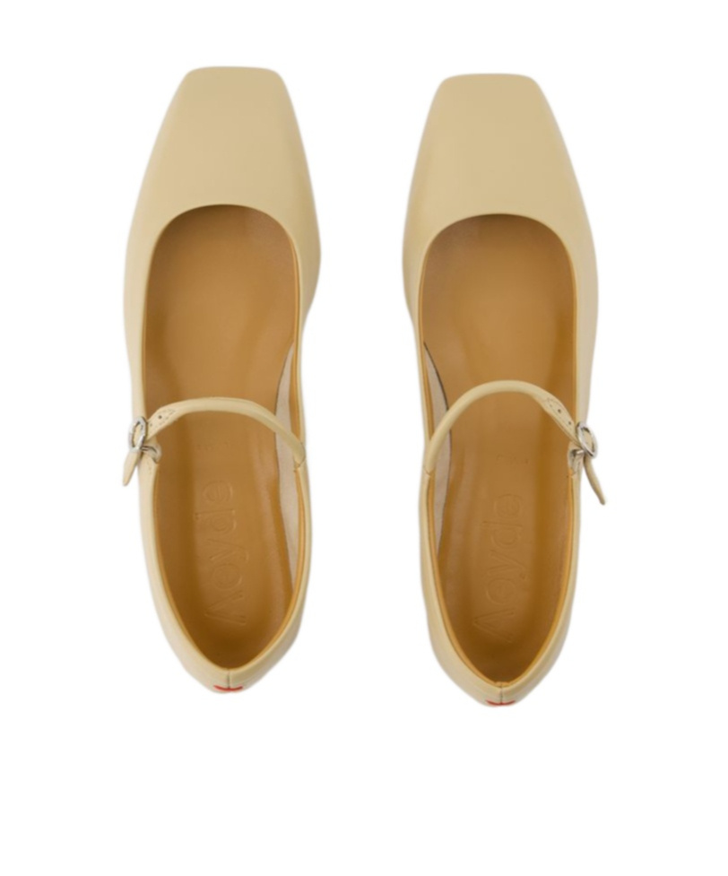 Aeyde Uma Metallic Mary Jane Ballerina Flats In Beige