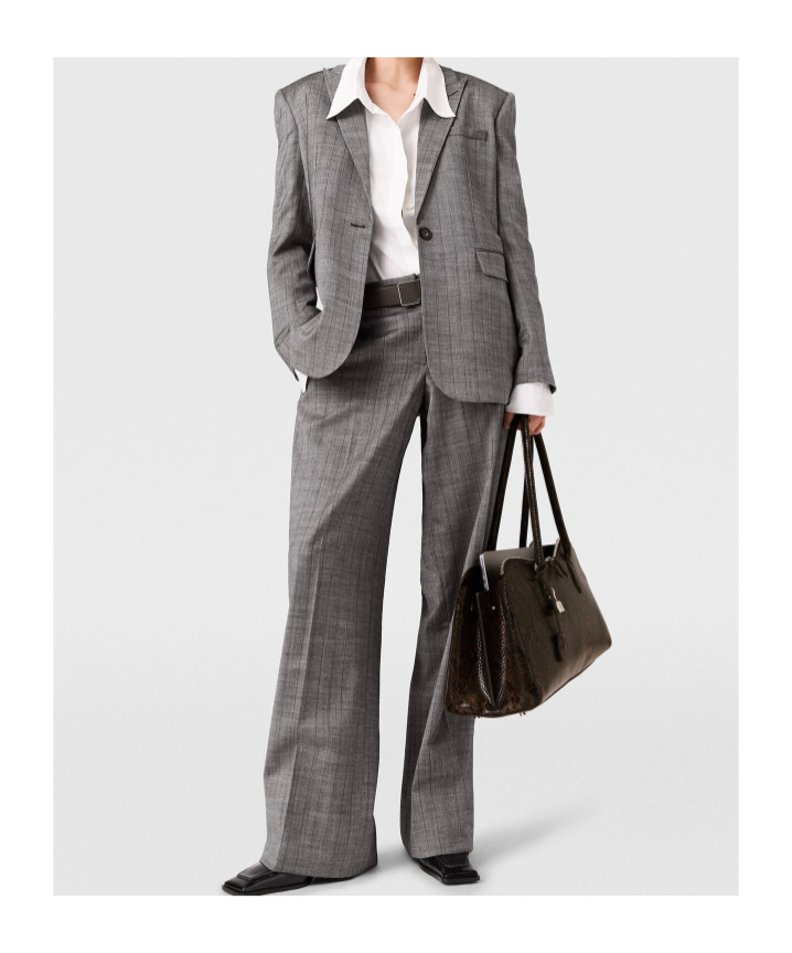 Stella Mccartney Single-breasted Pinstripe Jacket In Gray