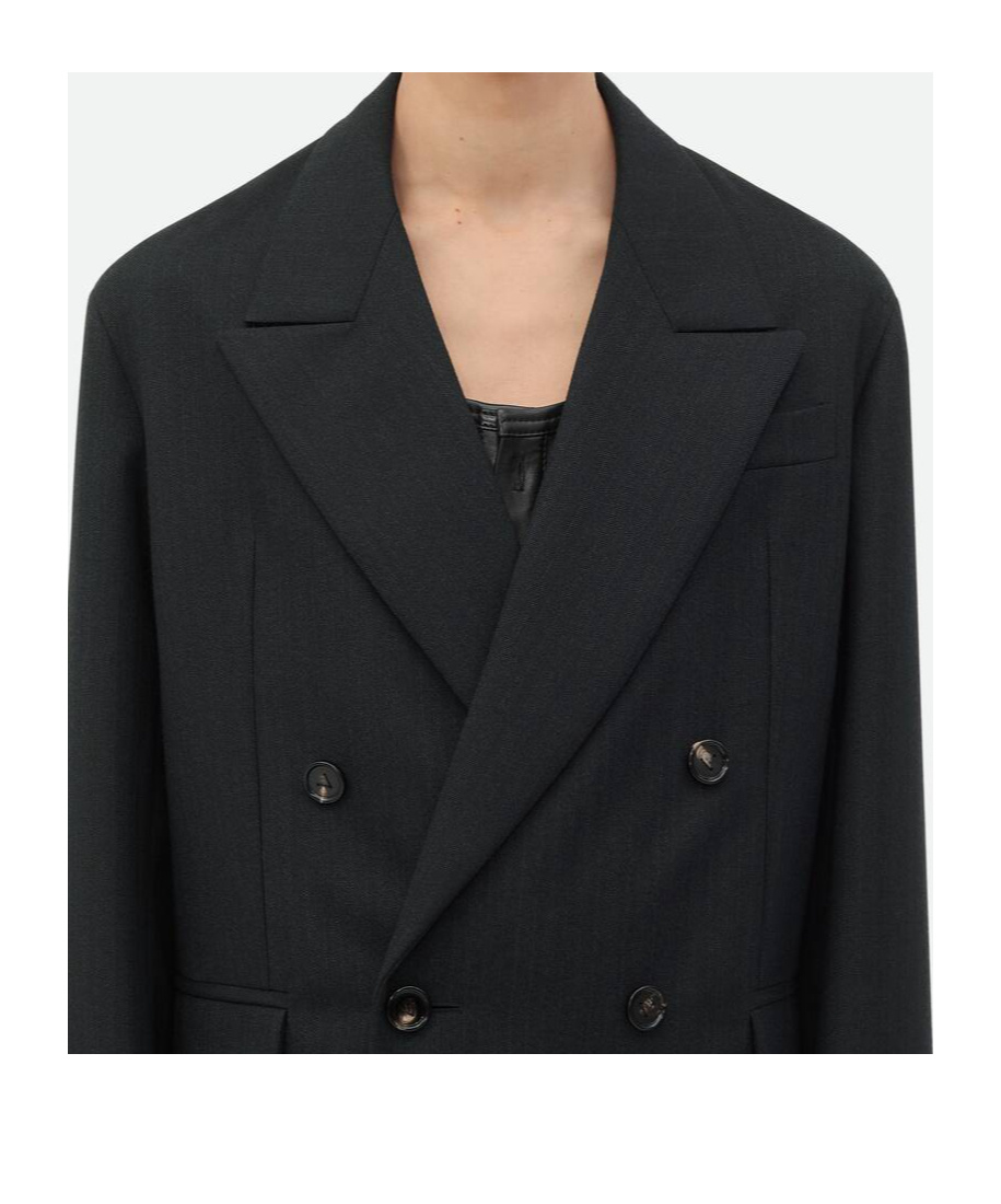 Bottega Veneta Double-breasted Wool Blazer In Black