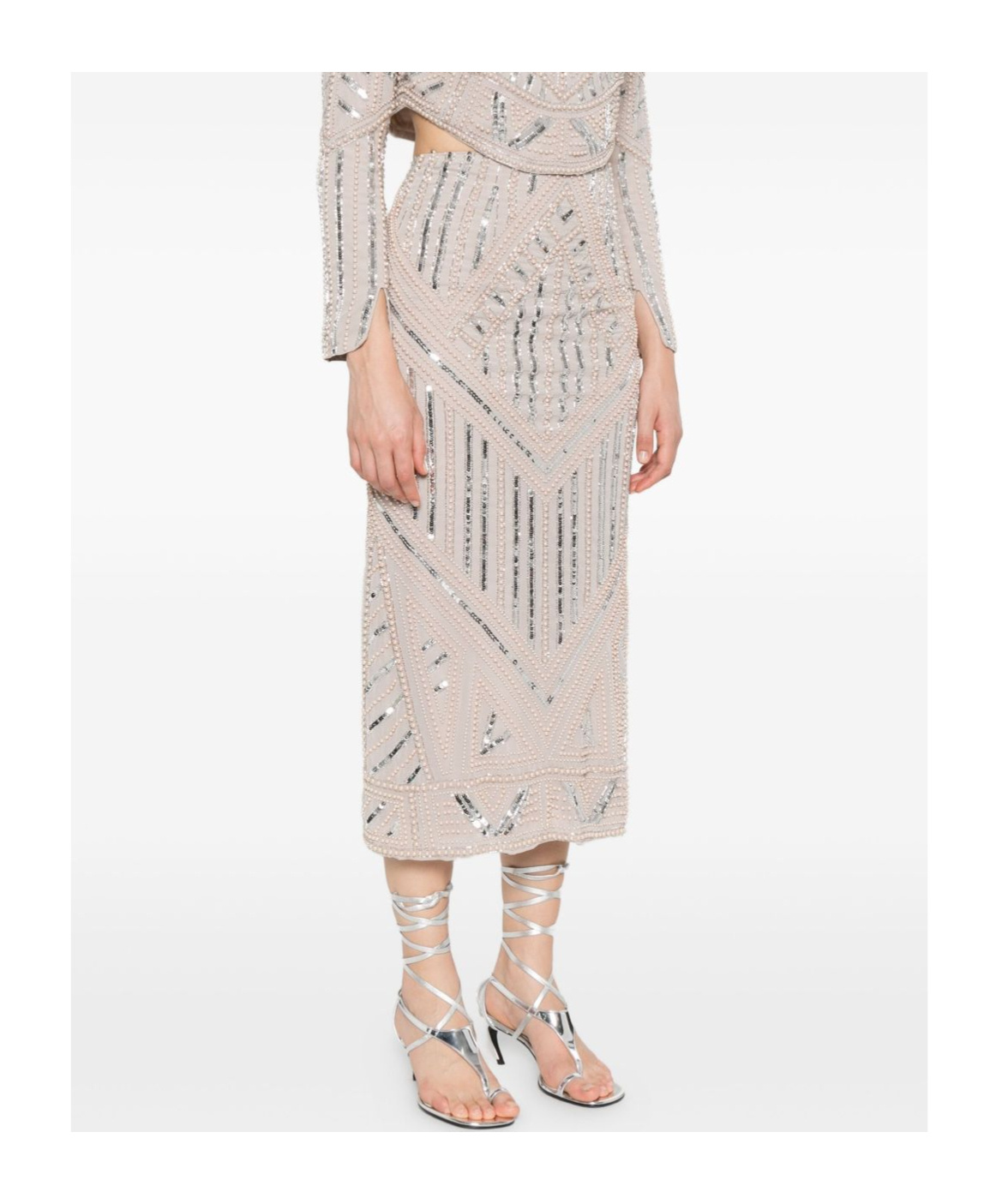 Forte Forte Midi Skirt With Geometric Pattern And Embellishments In Brown