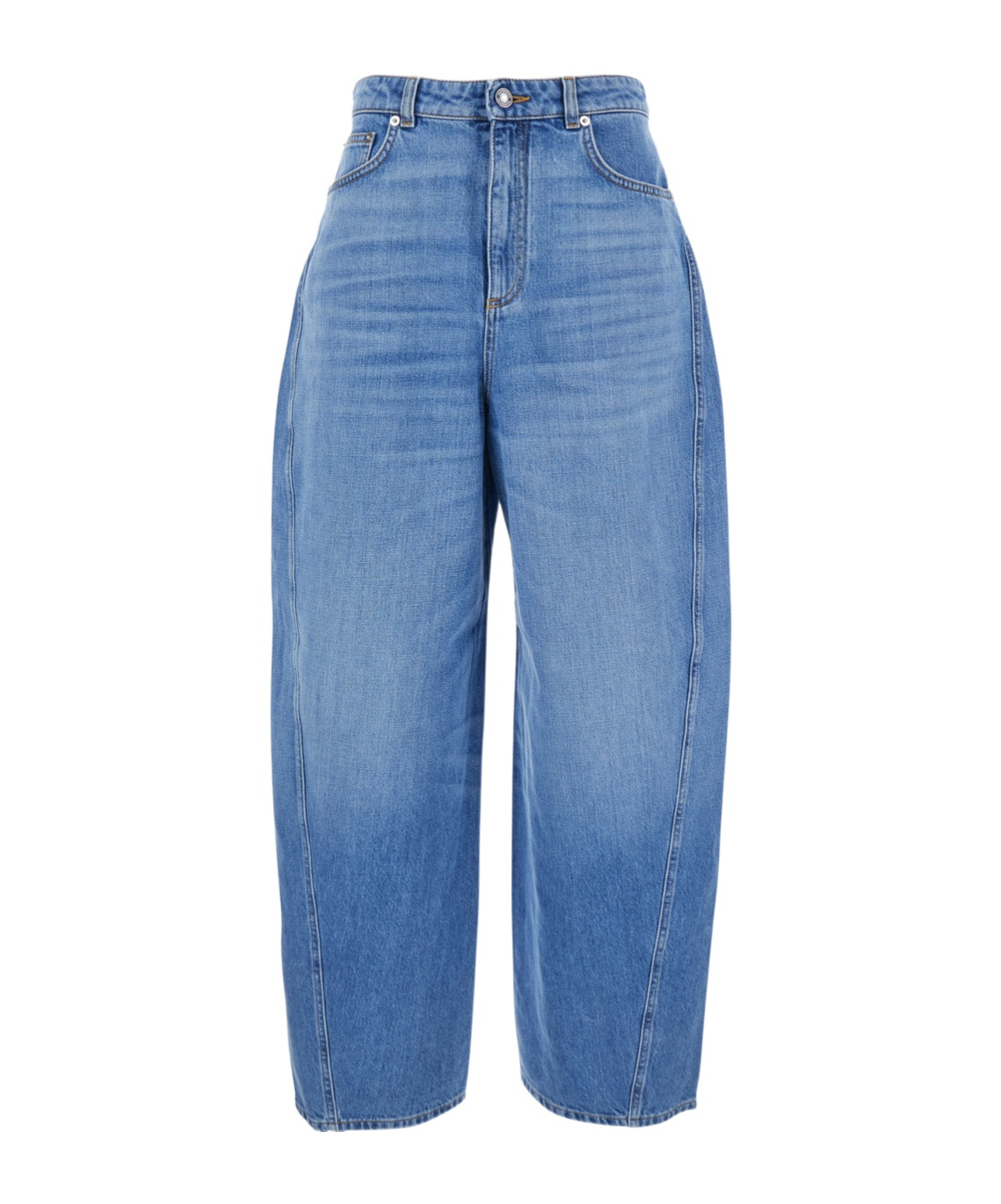 Givenchy Blue Jeans With Logo Patch On The Rear And Wide Leg In Denim Woman In Blue