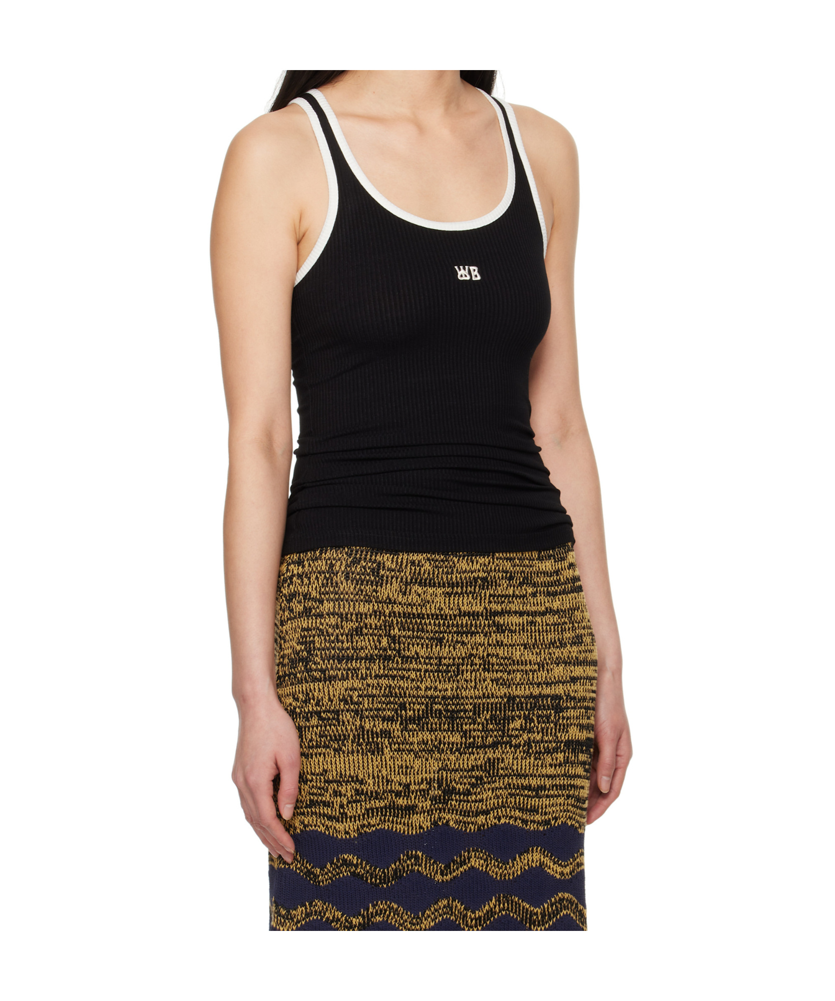 Wales Bonner Round Neck Sleeveless Vest In Black