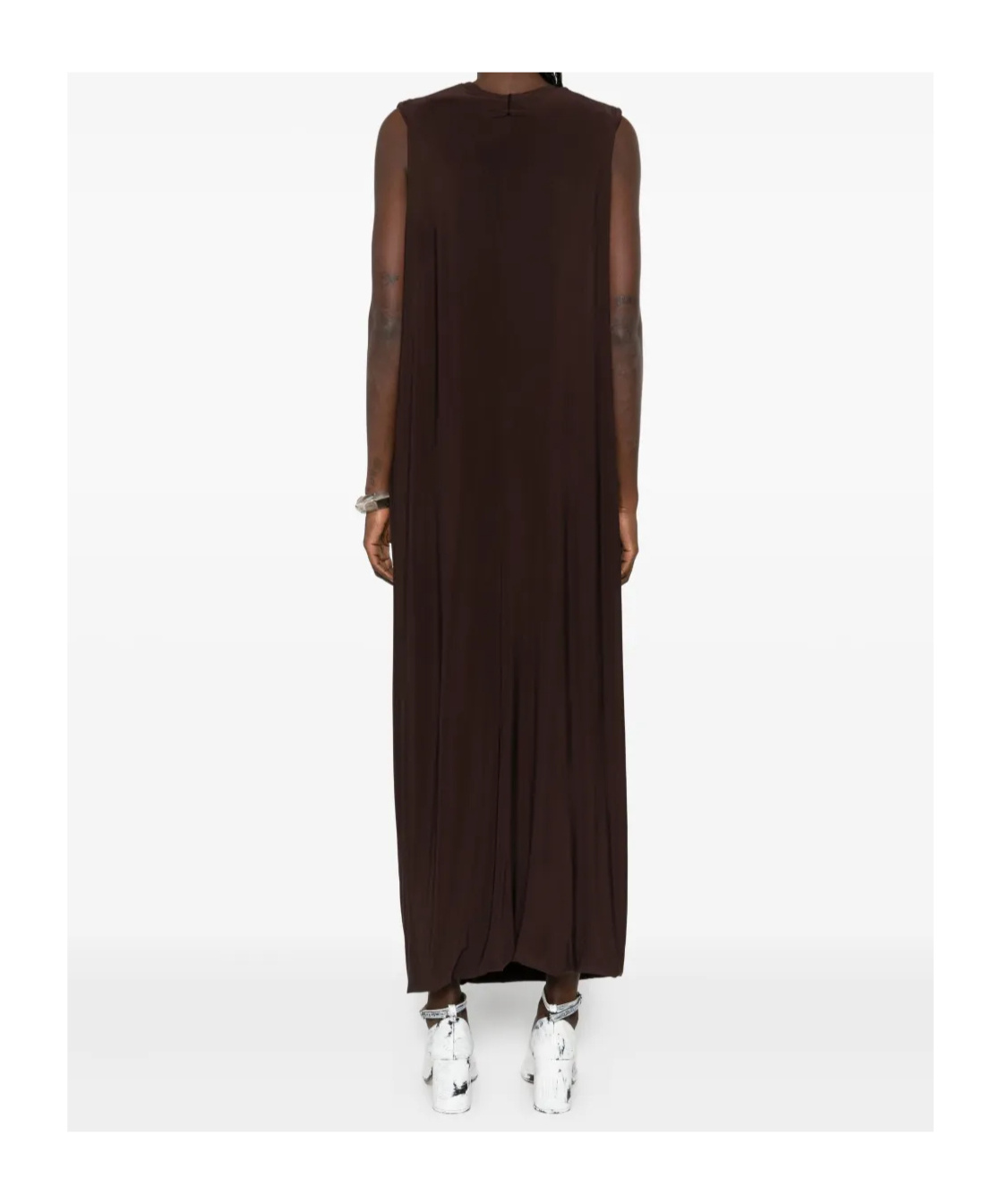 Jean Paul Gaultier Double-layered Draped Maxi Skirt In Brown