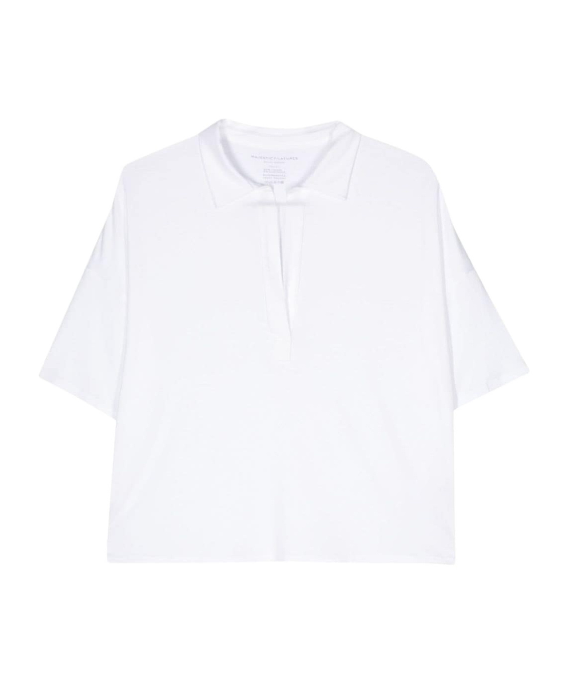 Majestic Oversized Viscose Polo Shirt In White