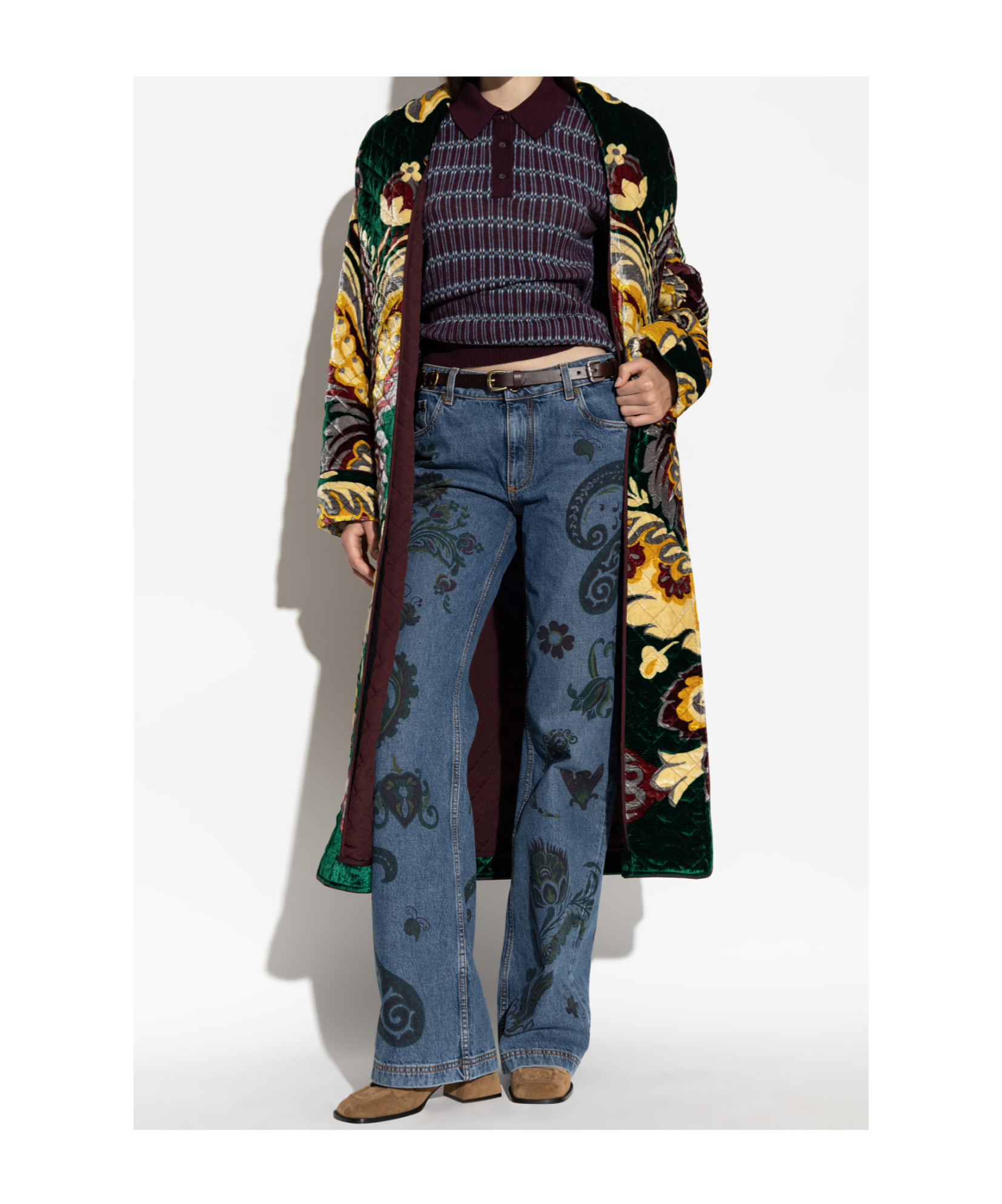 Etro Wool-blend Jacquard Polo Shirt In Burgundy
