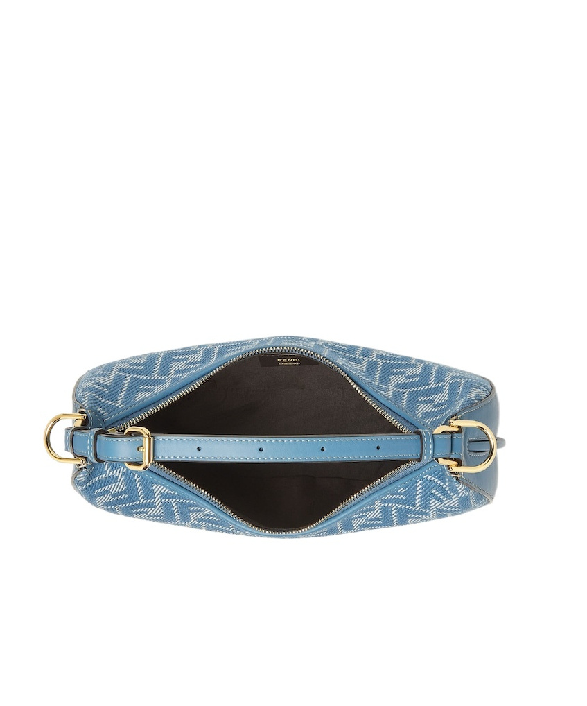 Fendi Mini Bag With Denim-effect Ff Jacquard In Blue