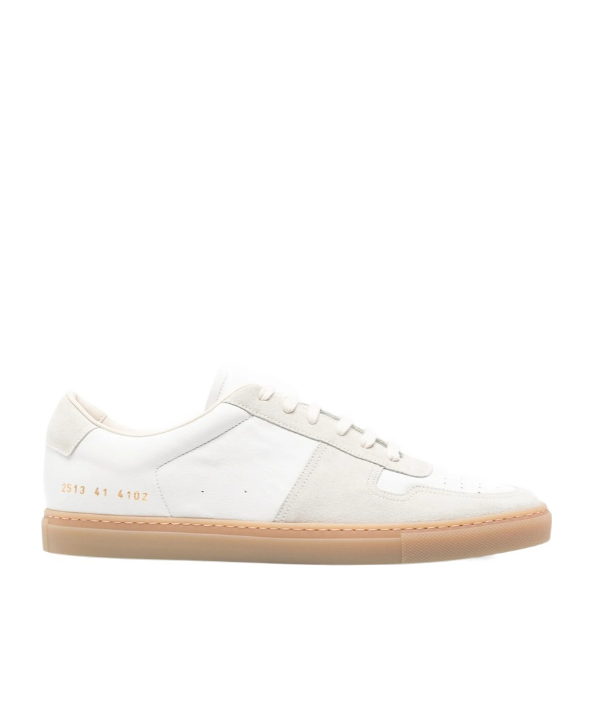 Common Projects Bball Slim Sneakers In White Suede And Leather In White