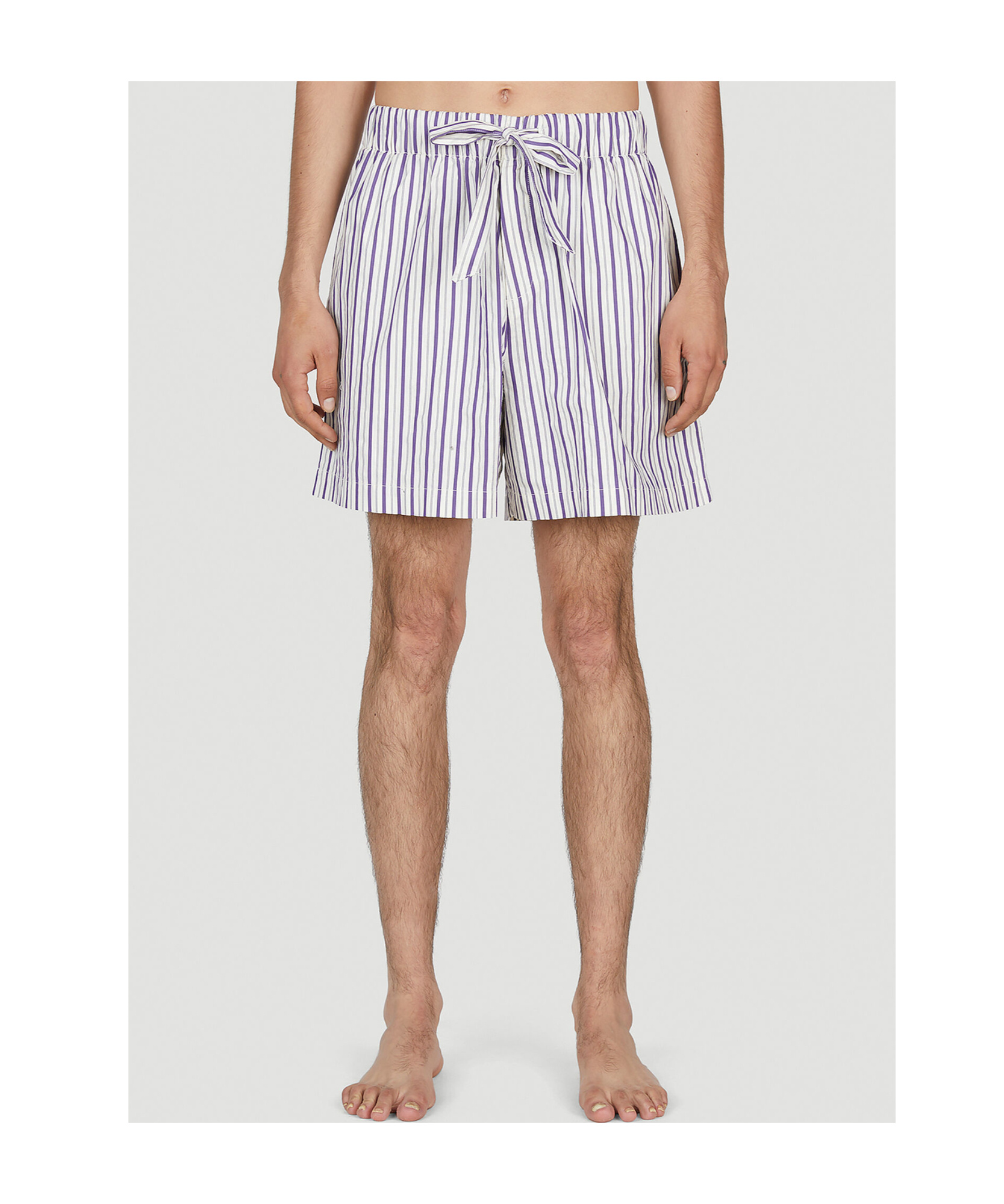 Tekla Lido Poplin Striped Sleep Shorts In White