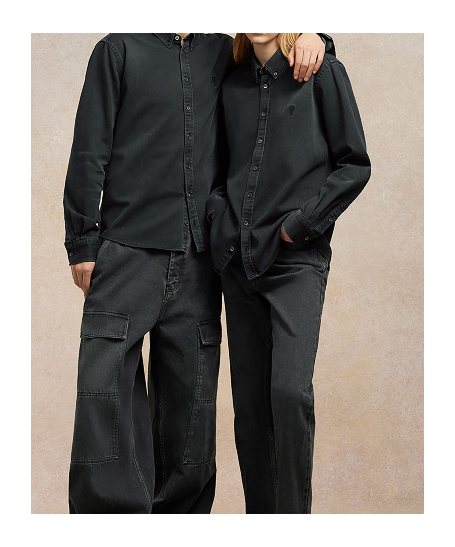 Ami Alexandre Mattiussi Ami Paris Ami De Coeur Button-down Shirt In Black