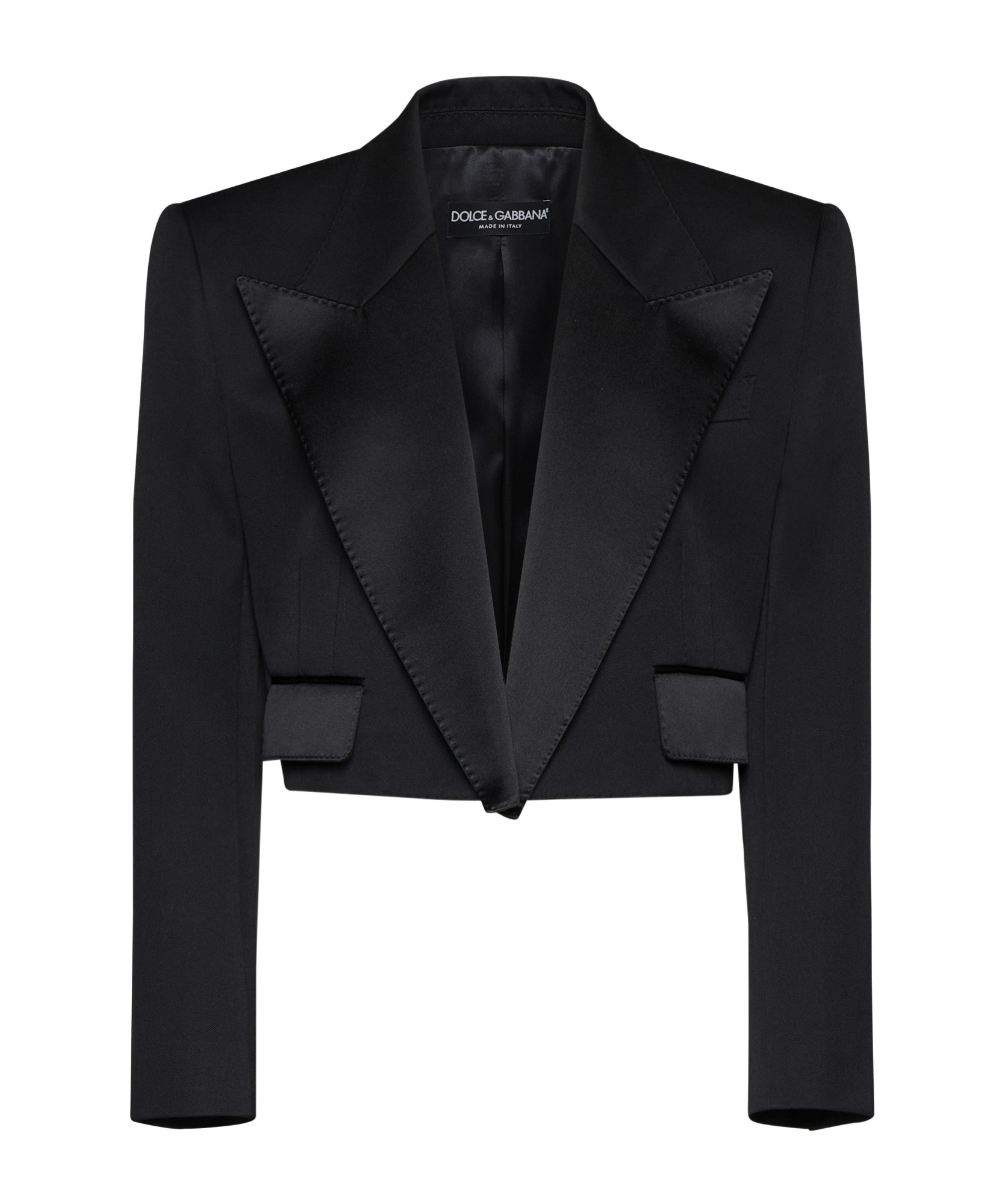 Dolce & Gabbana Wool-blend Cropped Blazer In Black