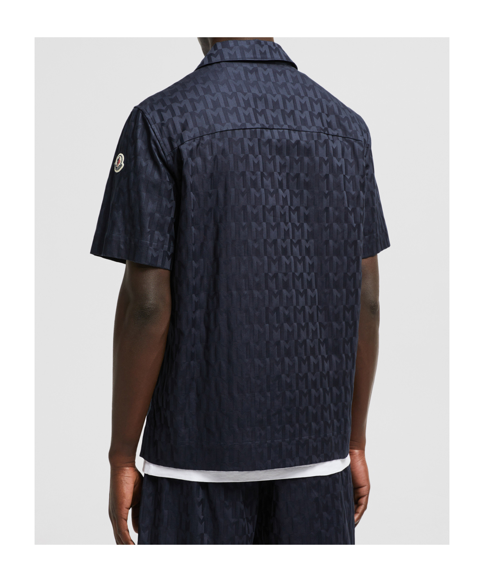 Moncler Chemise En Coton À Monogramme En Jacquard In Black