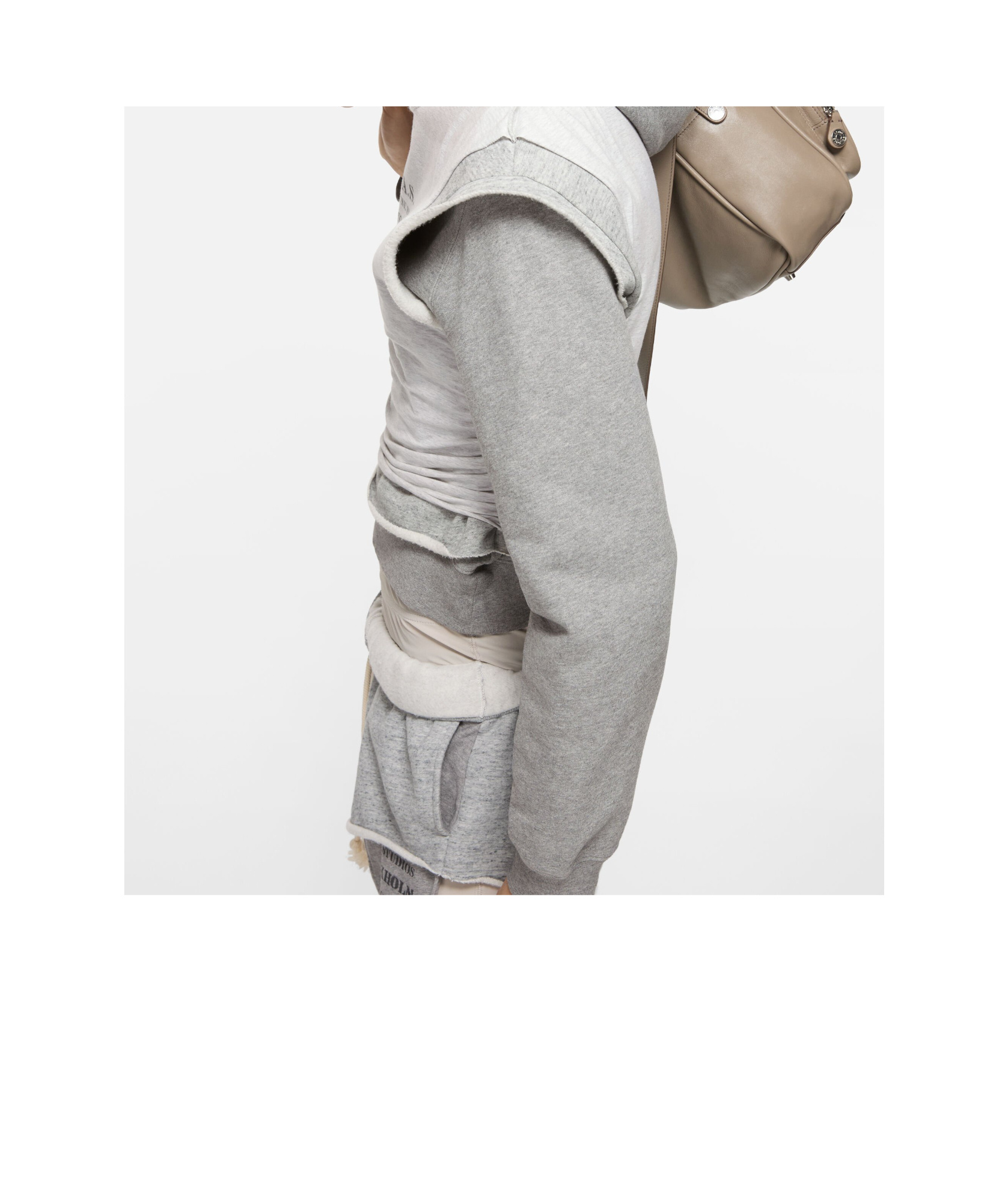 Acne Studios Frederico Stencil Logo Layered Hooded Sweatshirt In Gray