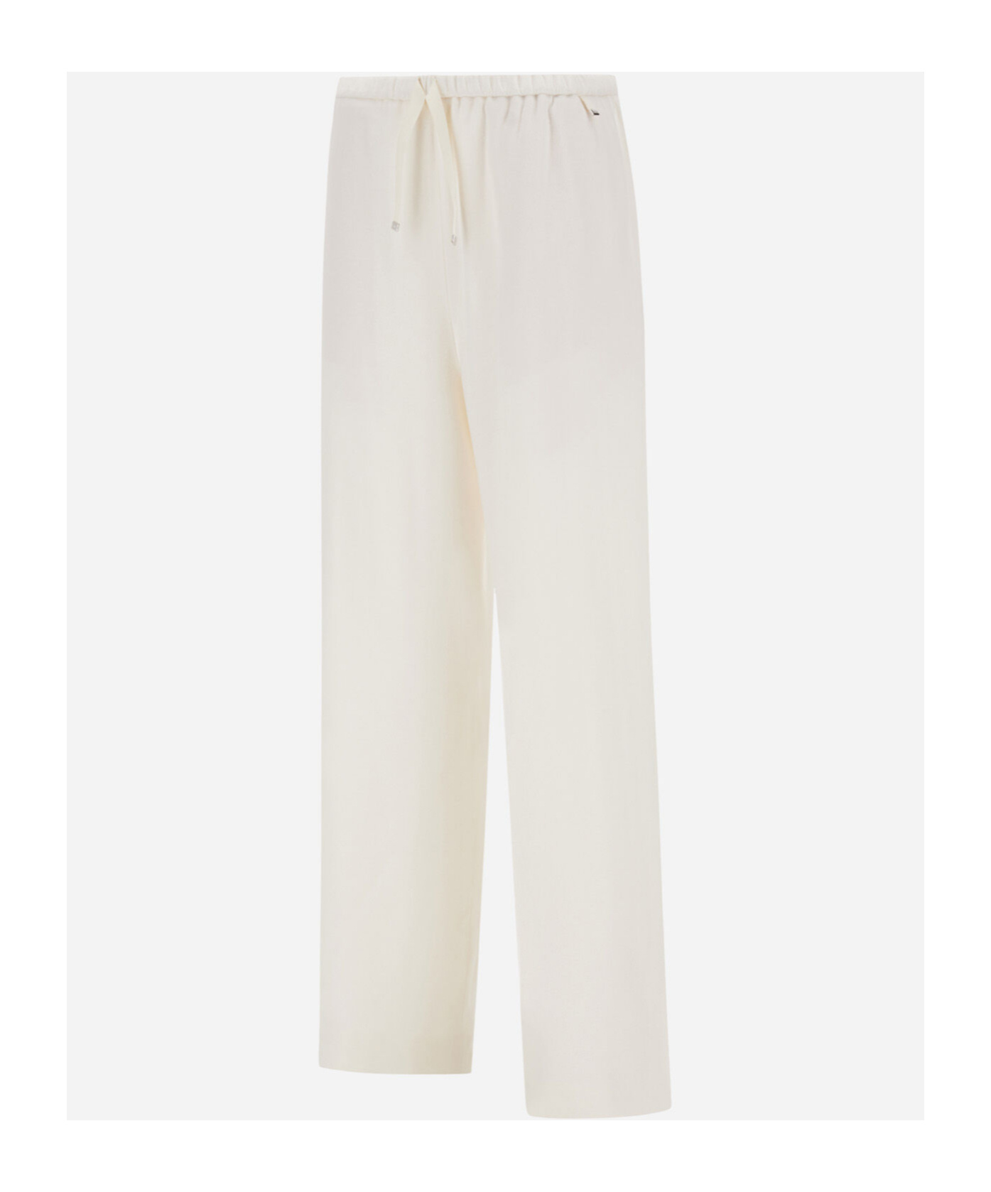 Herno Resort Trousers In Cotton Feel With Drawstring In White