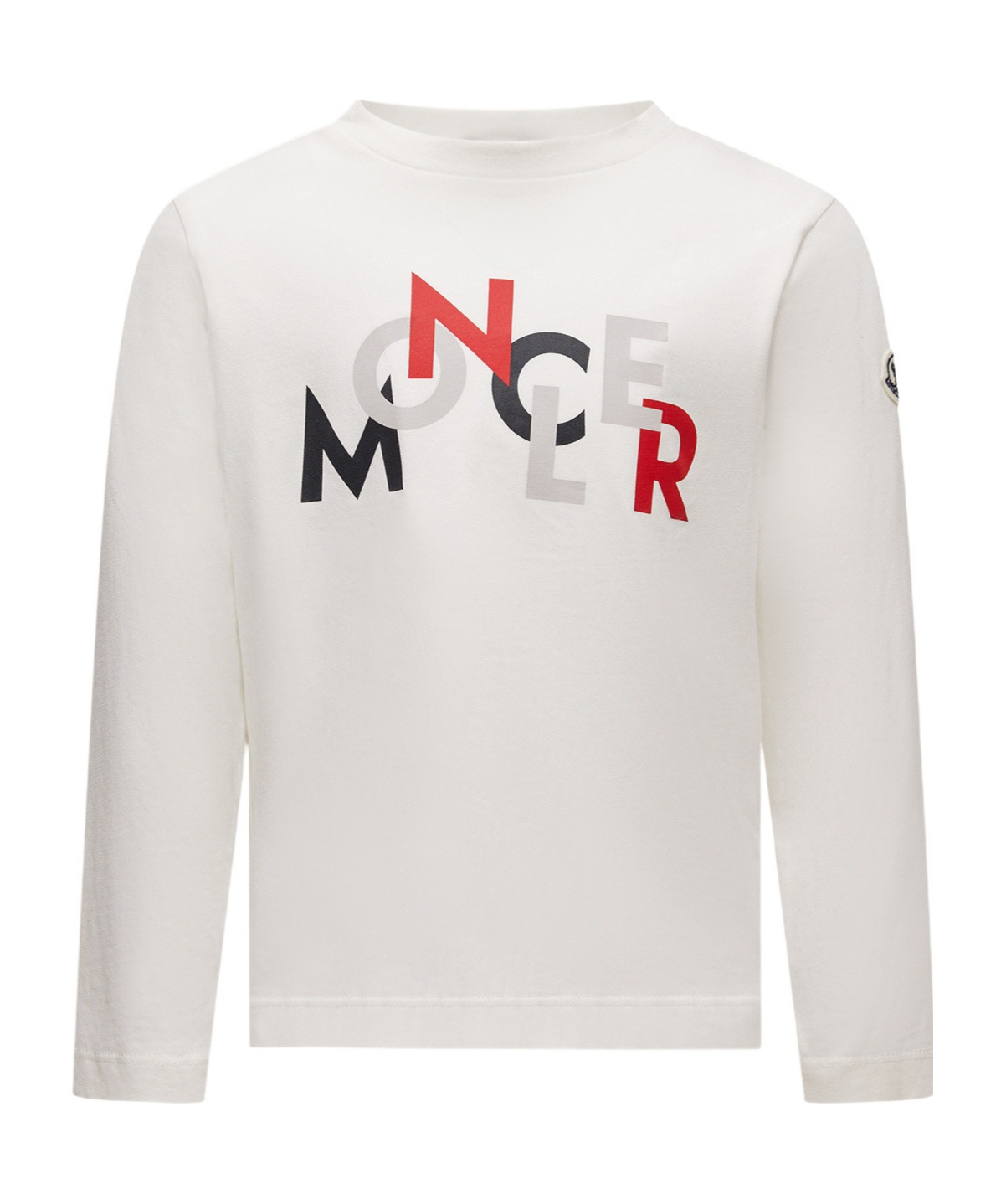 Moncler Logo Long Sleeve Cotton T-shirt In White