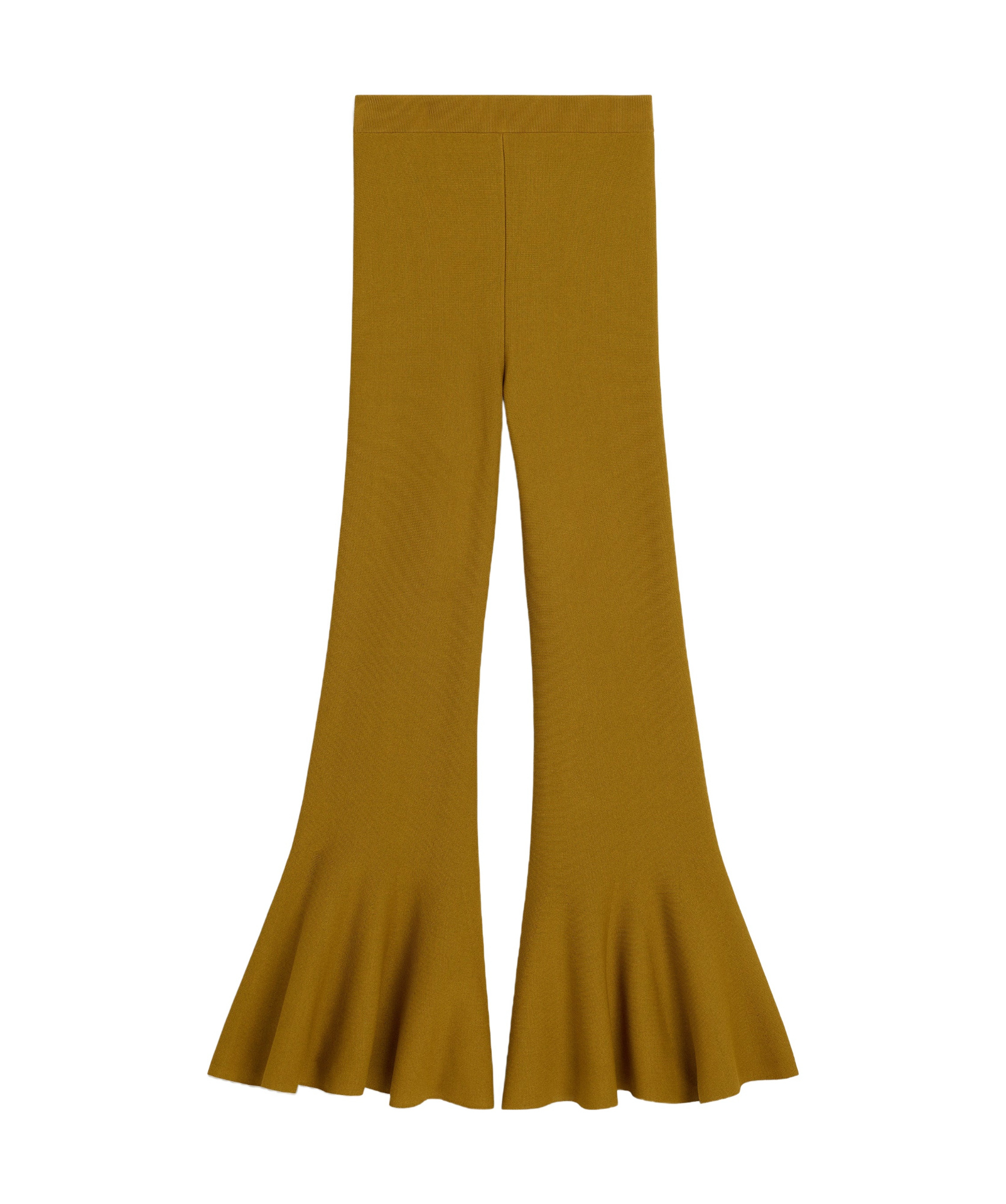 Ami Alexandre Mattiussi Fluted Hem High Waist Stretch Trousers In Brown