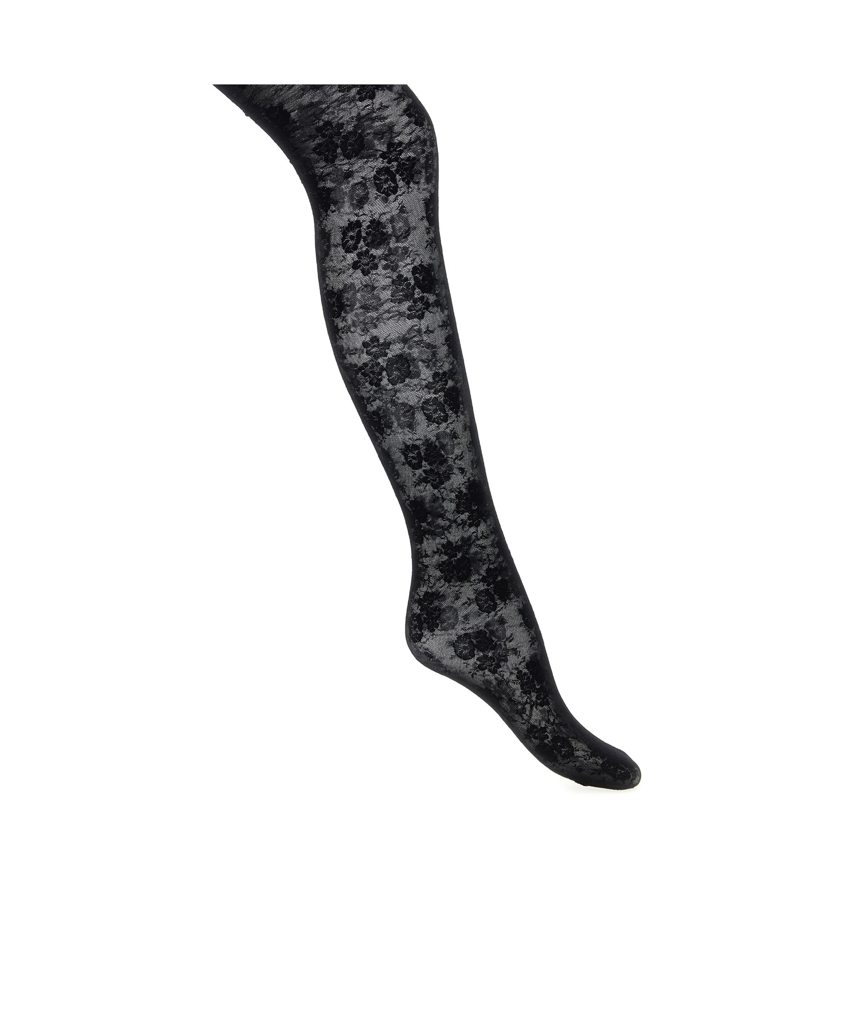 Valentino Floral Tights In Gray