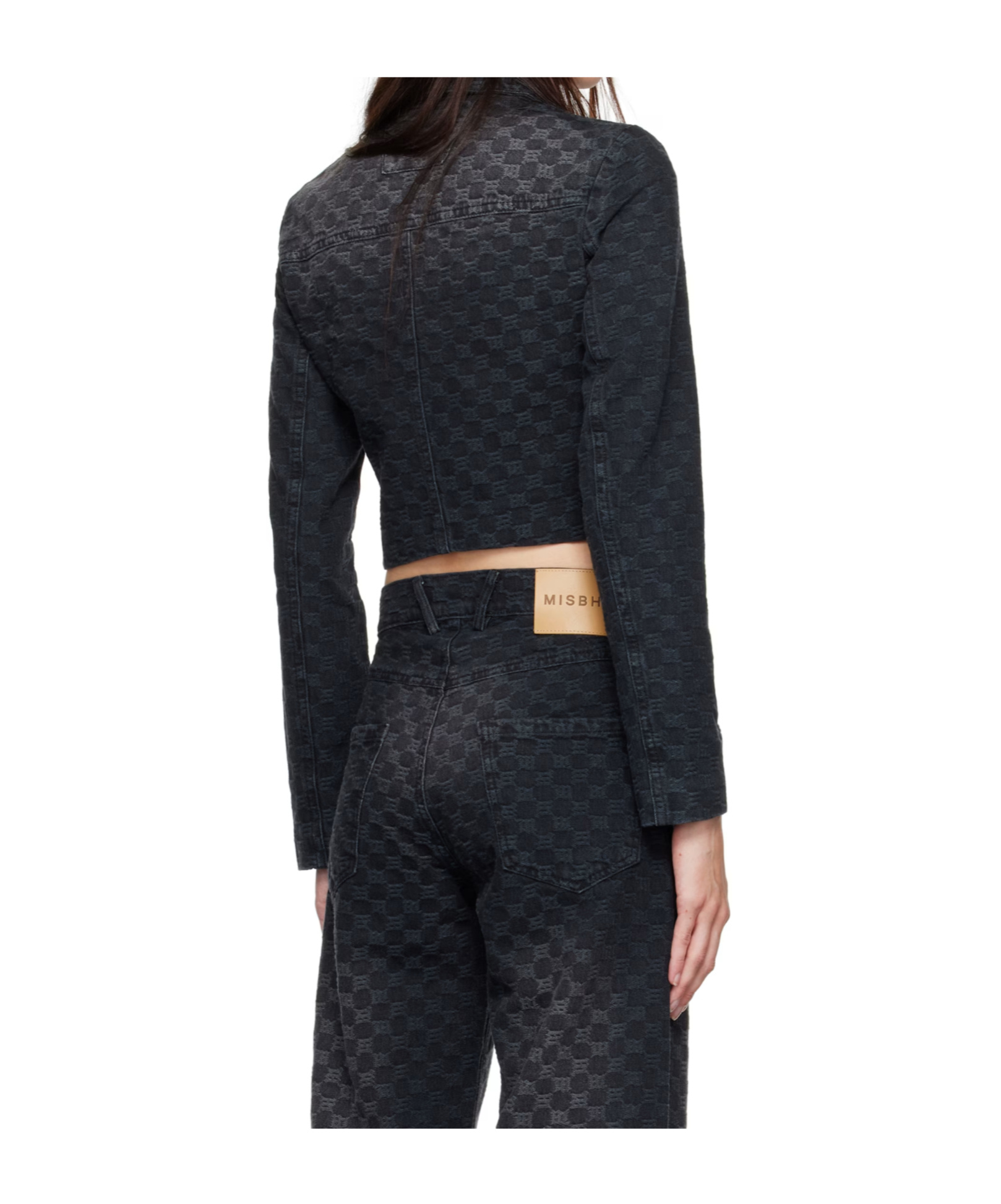 Misbhv Black Jacquard Monogram Denim Jacket In Black