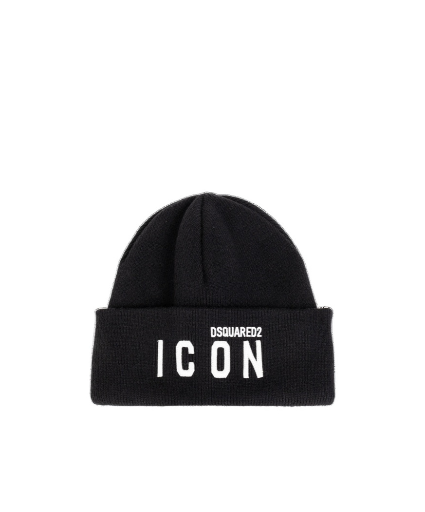 Dsquared2 Intarsia-knit Logo Beanie In Black