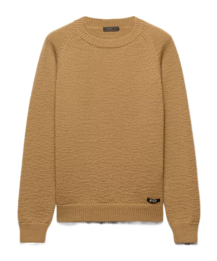 Prada Wool Crew-neck Sweater In Brown