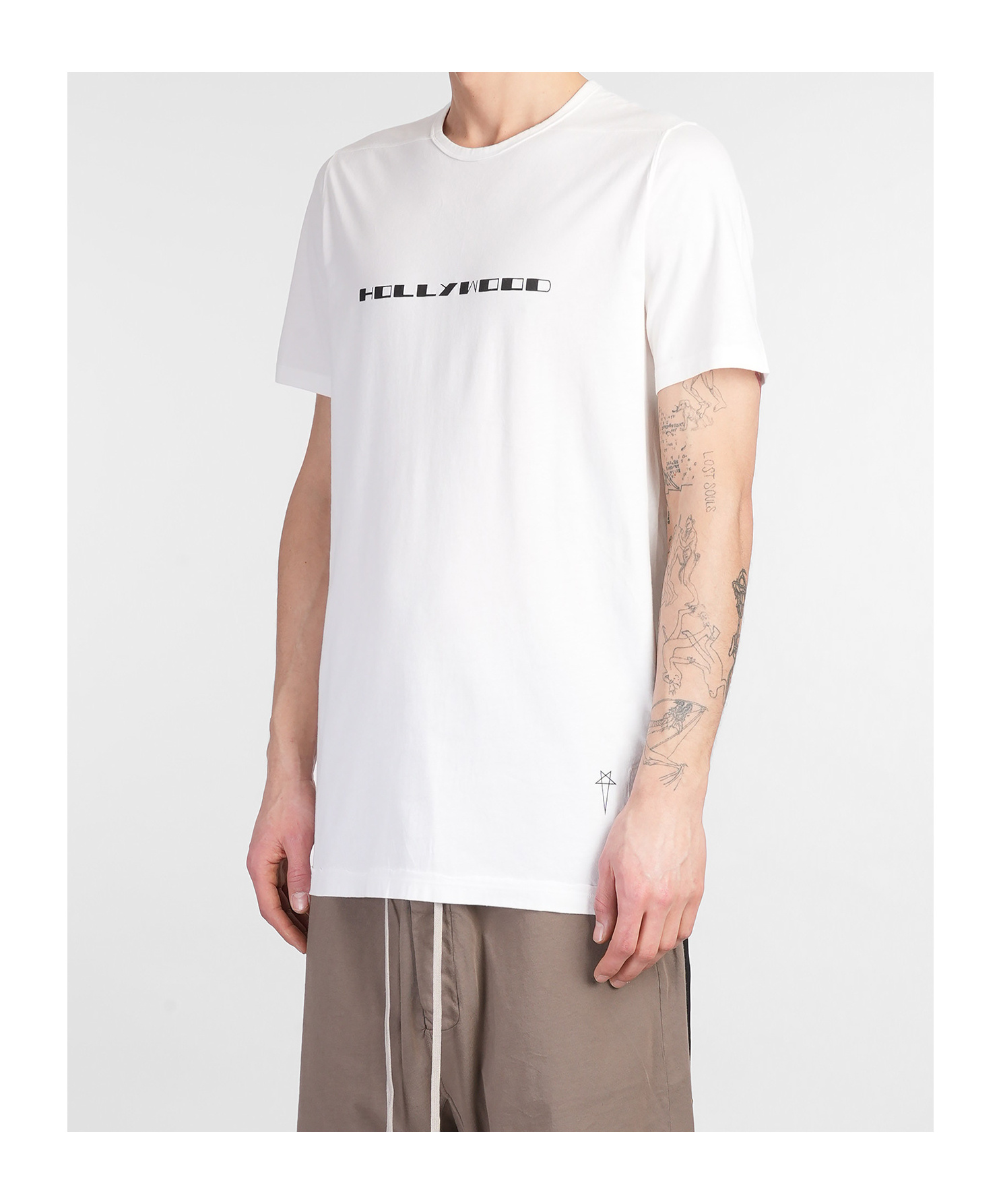 Rick Owens Drkshdw Level T-shirt With Crew Neck And Graphic Print In White