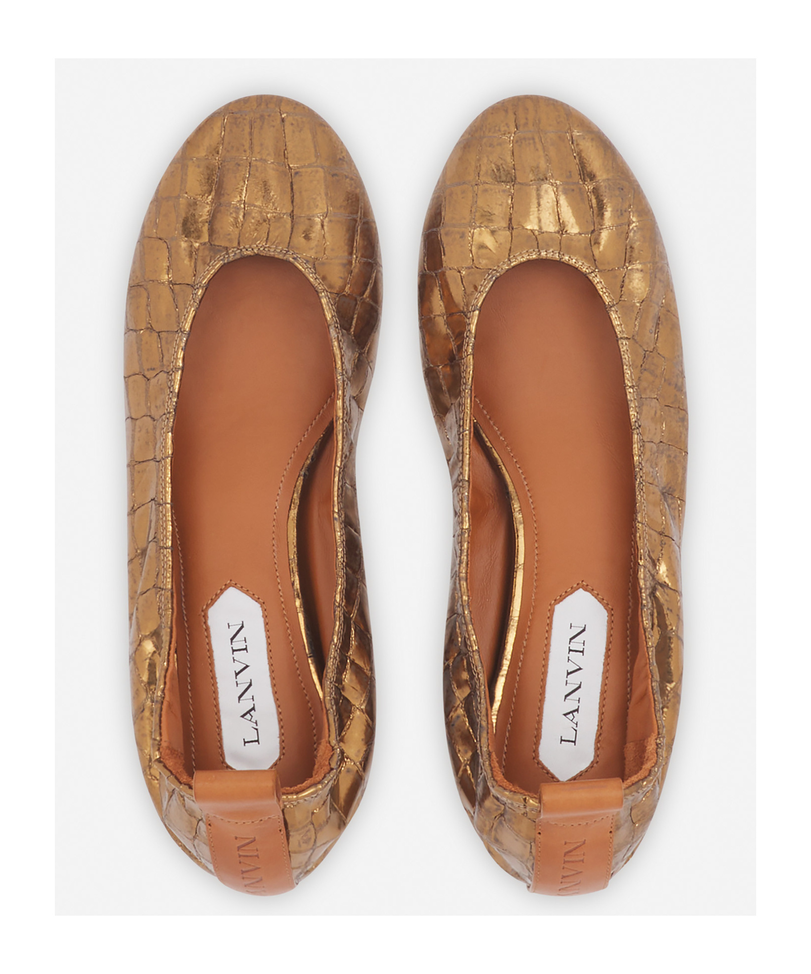 Lanvin The Ballerina In Crocodile-effect Leather For Women In Brown