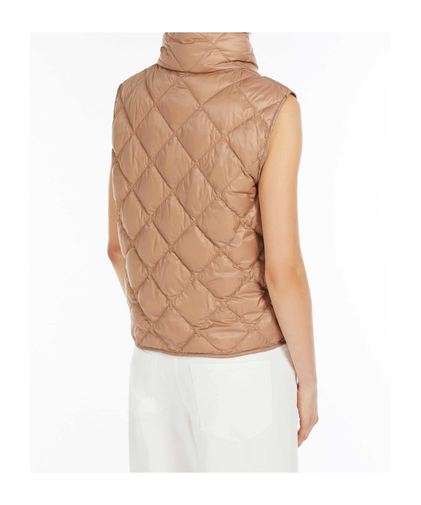 Max Mara Water-repellent Canvas Padded Gilet In Nude