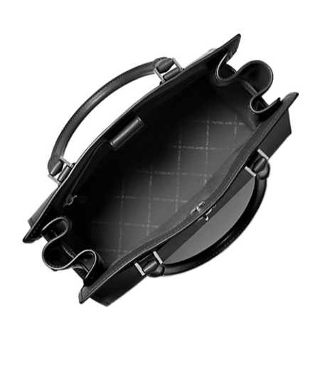 Michael Kors Hamilton Medium Leather Satchel In Black