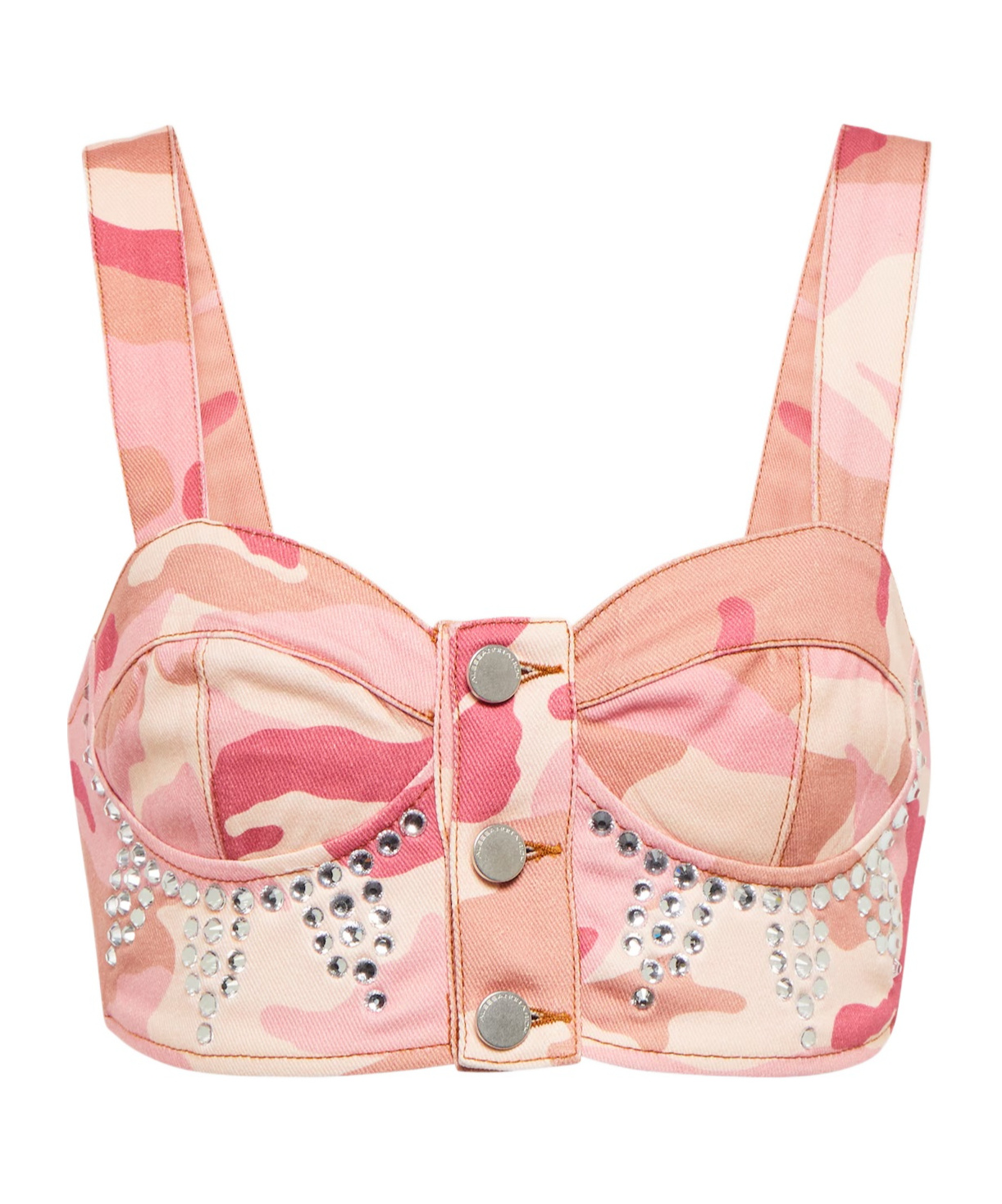 Alessandra Rich Camouflage-patterned Cotton Bra Top In Pink