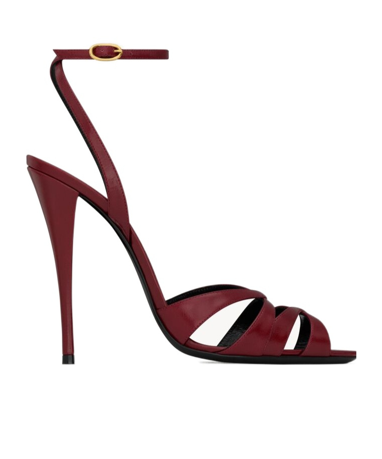 Saint Laurent Chandelle Sandals In Smooth Leather In Red