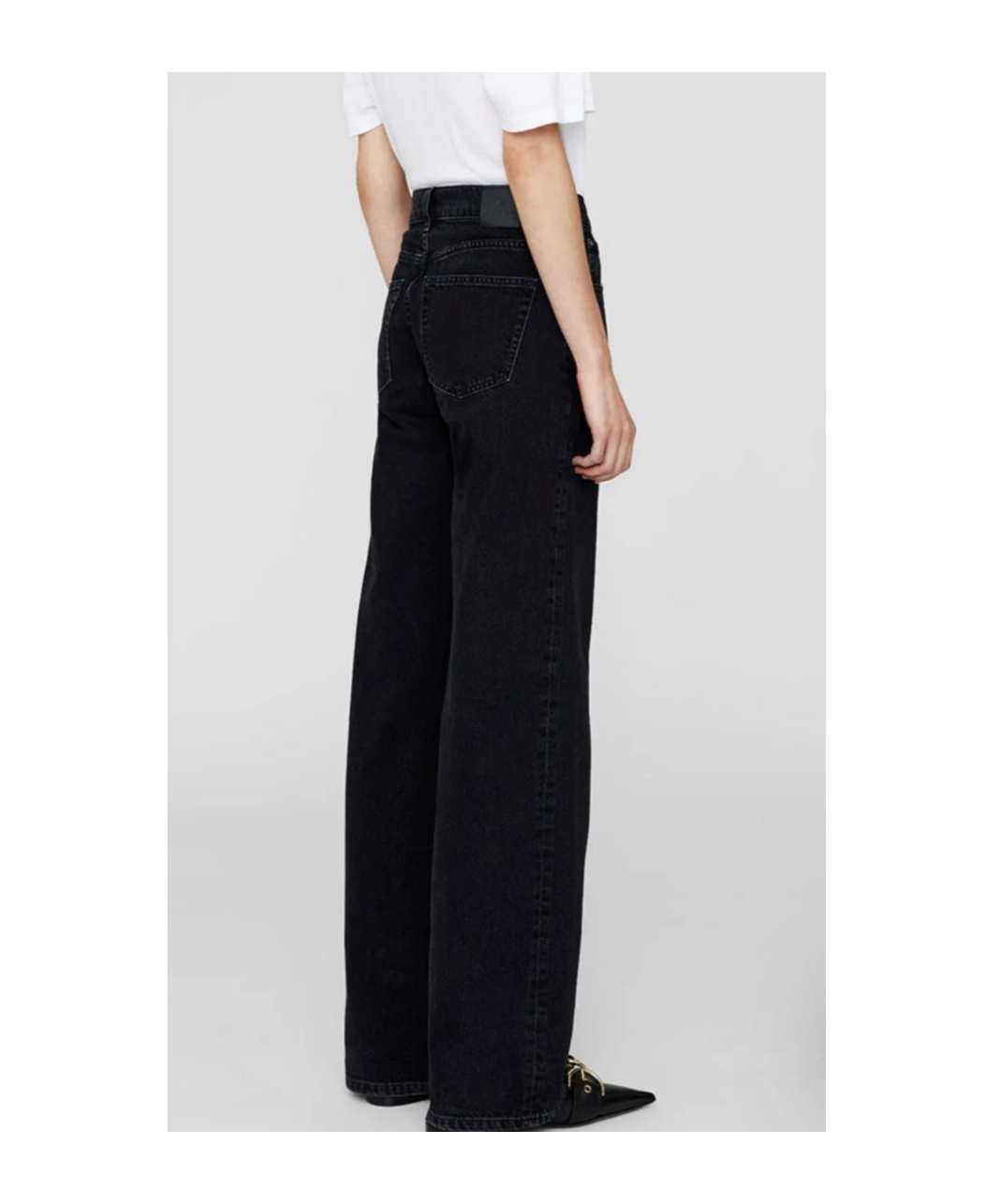 Shop Anine Bing Logo-patch Wide-leg Denim Jeans In Black