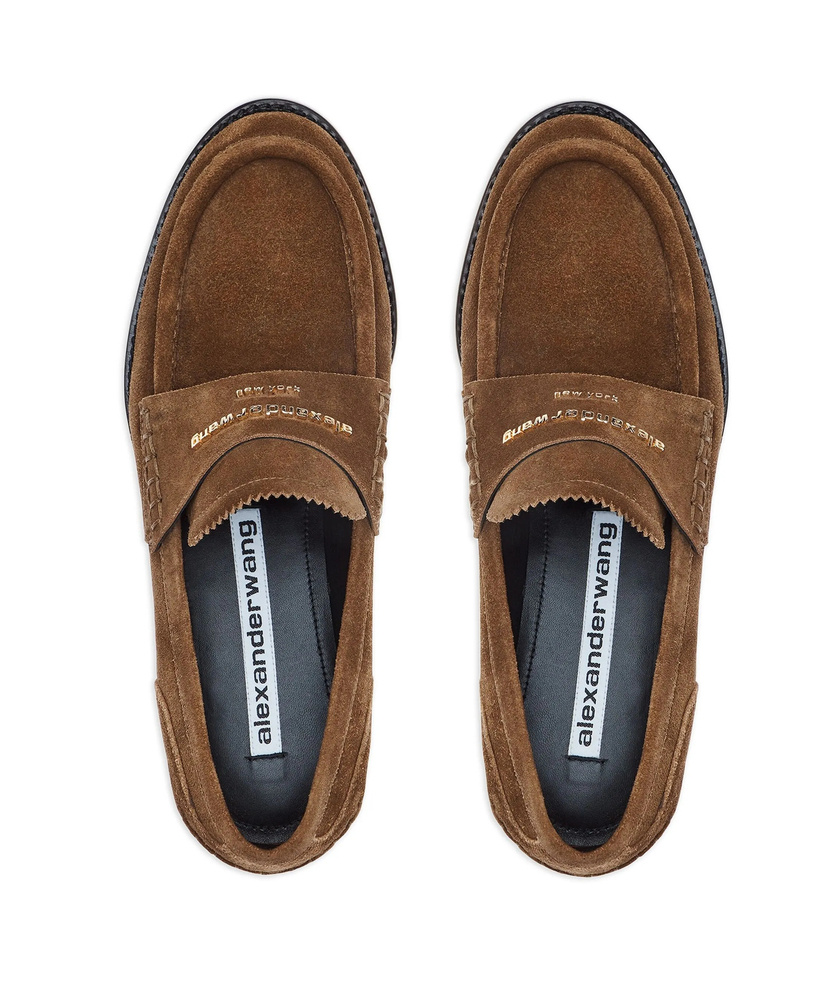 Alexander Wang Suede Carter Loafers In Brown