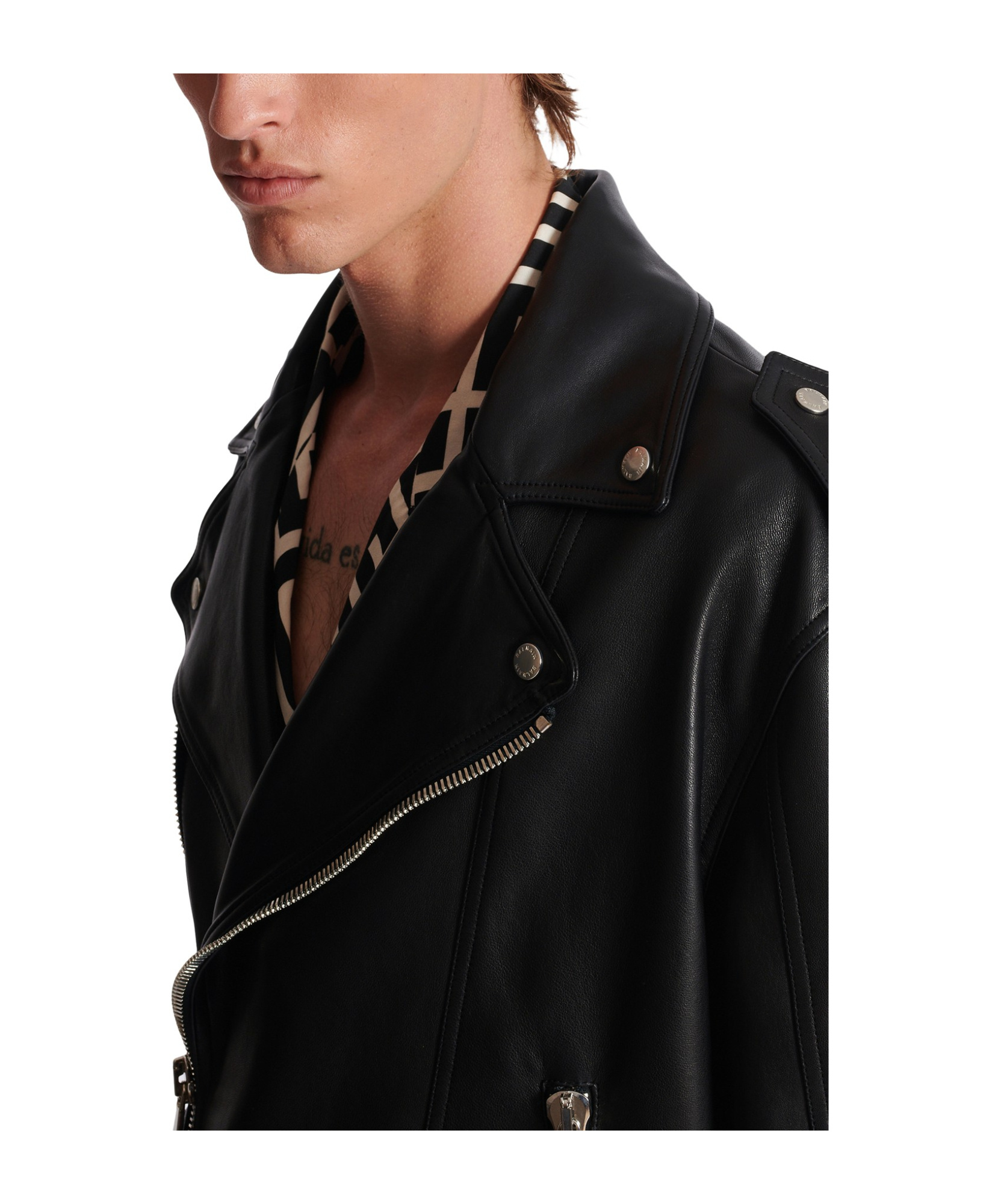 BALMAIN LONG SLEEVE LEATHER JACKET