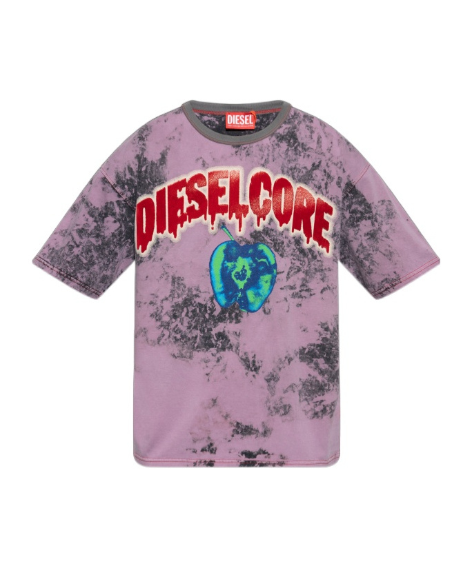 Diesel Graphic Print Raglan Shoulders T-shirt In Pink