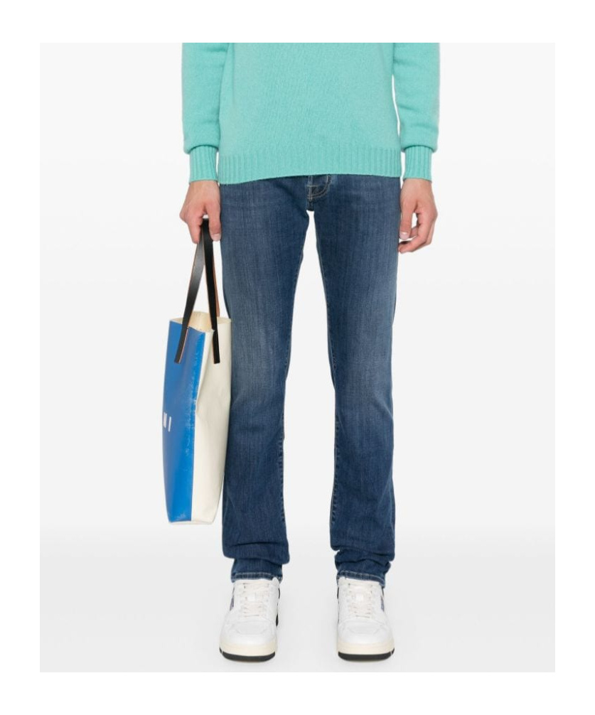 Jacob Cohen Slim Faded Effect Jeans With Belt Loops In Blue