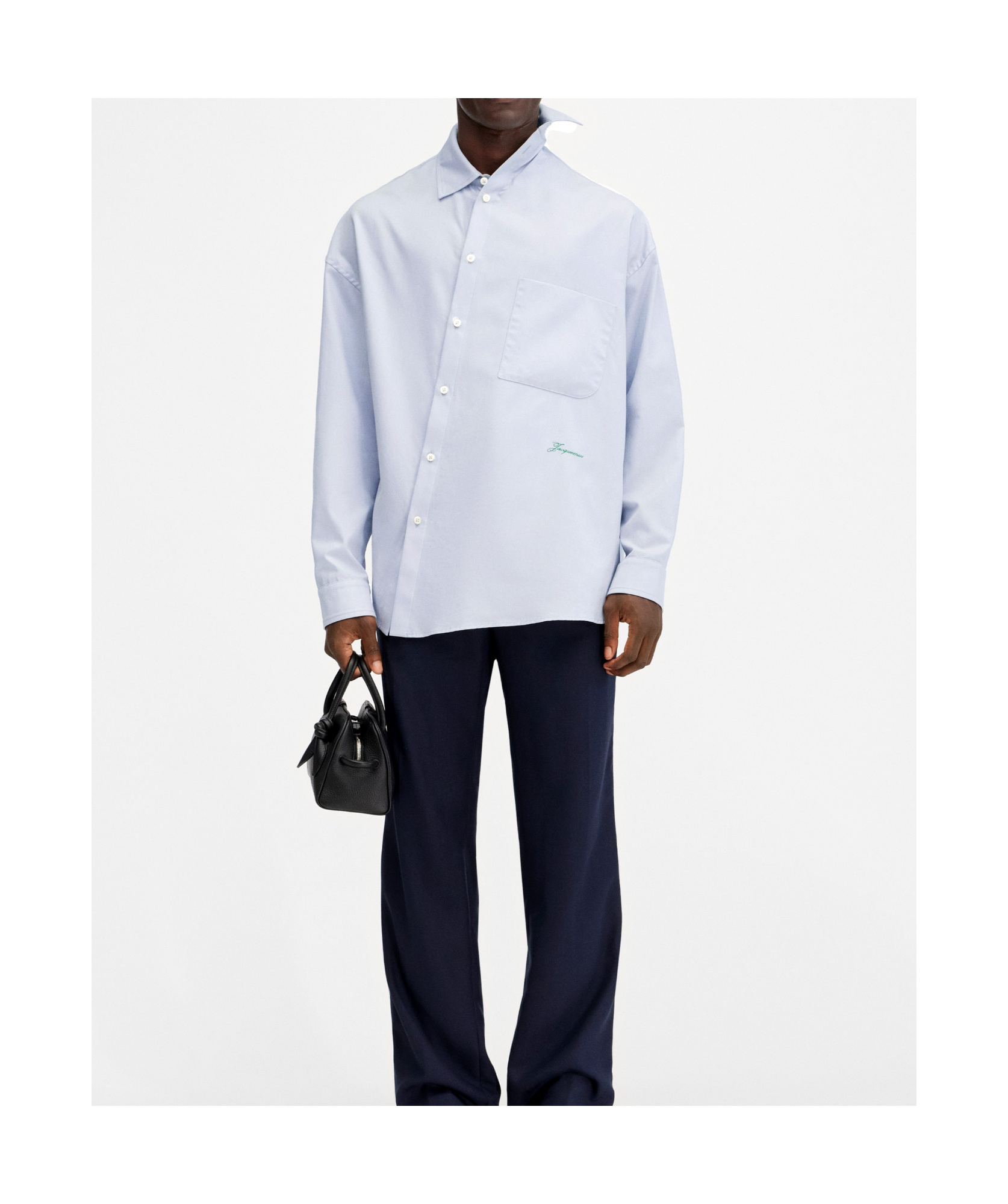 Jacquemus La Chemise Cuadro Cotton Asymmetric In White